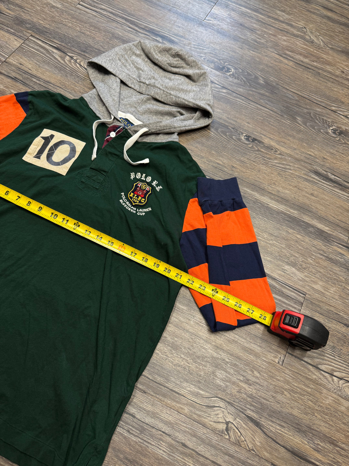 POLO RALPH LAUREN BLEECKER CUP LIGHTWEIGHT RUGBY STRIPED HOODIE (L)
