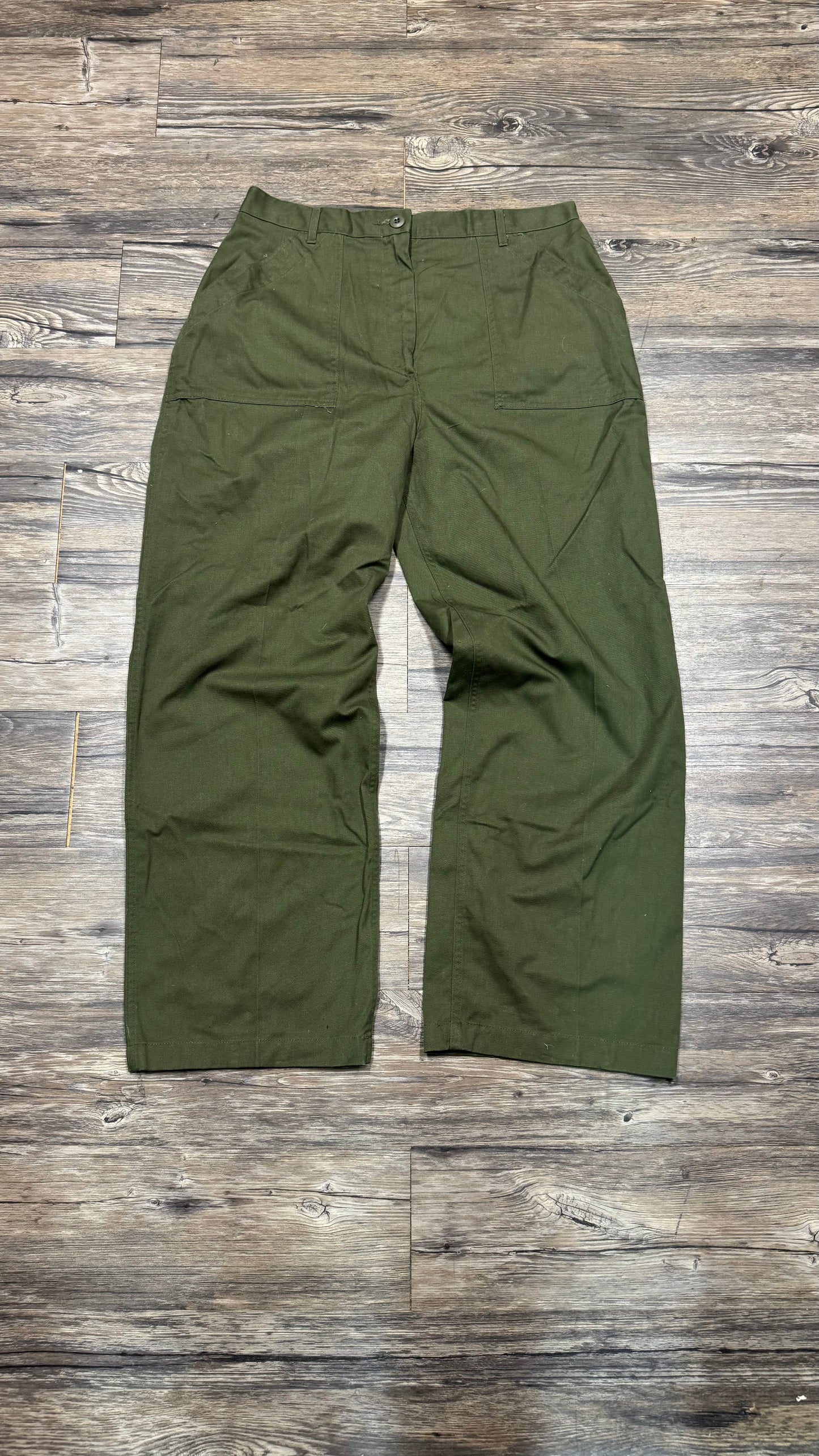 MILITARY OLIVE GREEN WORK PANTS (34x32)
