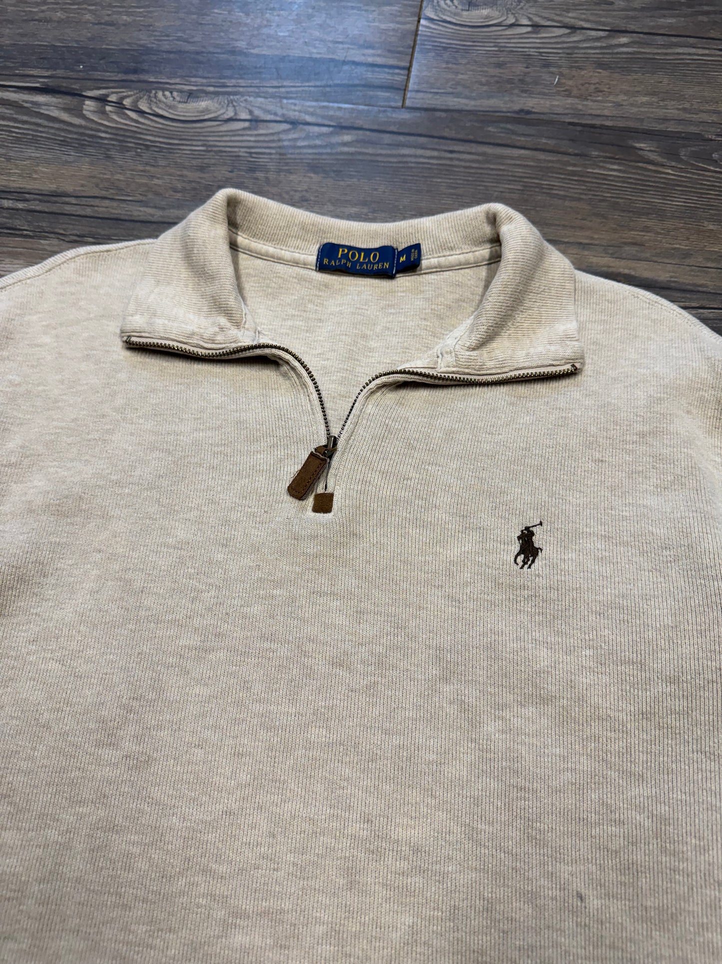 POLO RALPH LAUREN BEIGE QUARTER-ZIP (M)