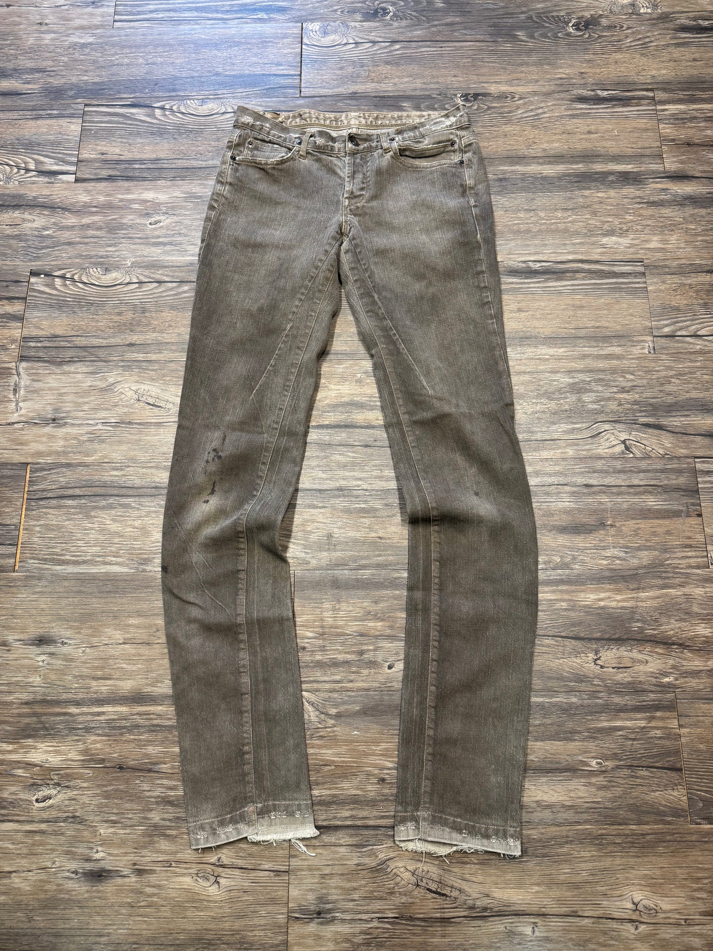 RICK OWENS DETROIT CUT TAN DENIM JEANS (27)
