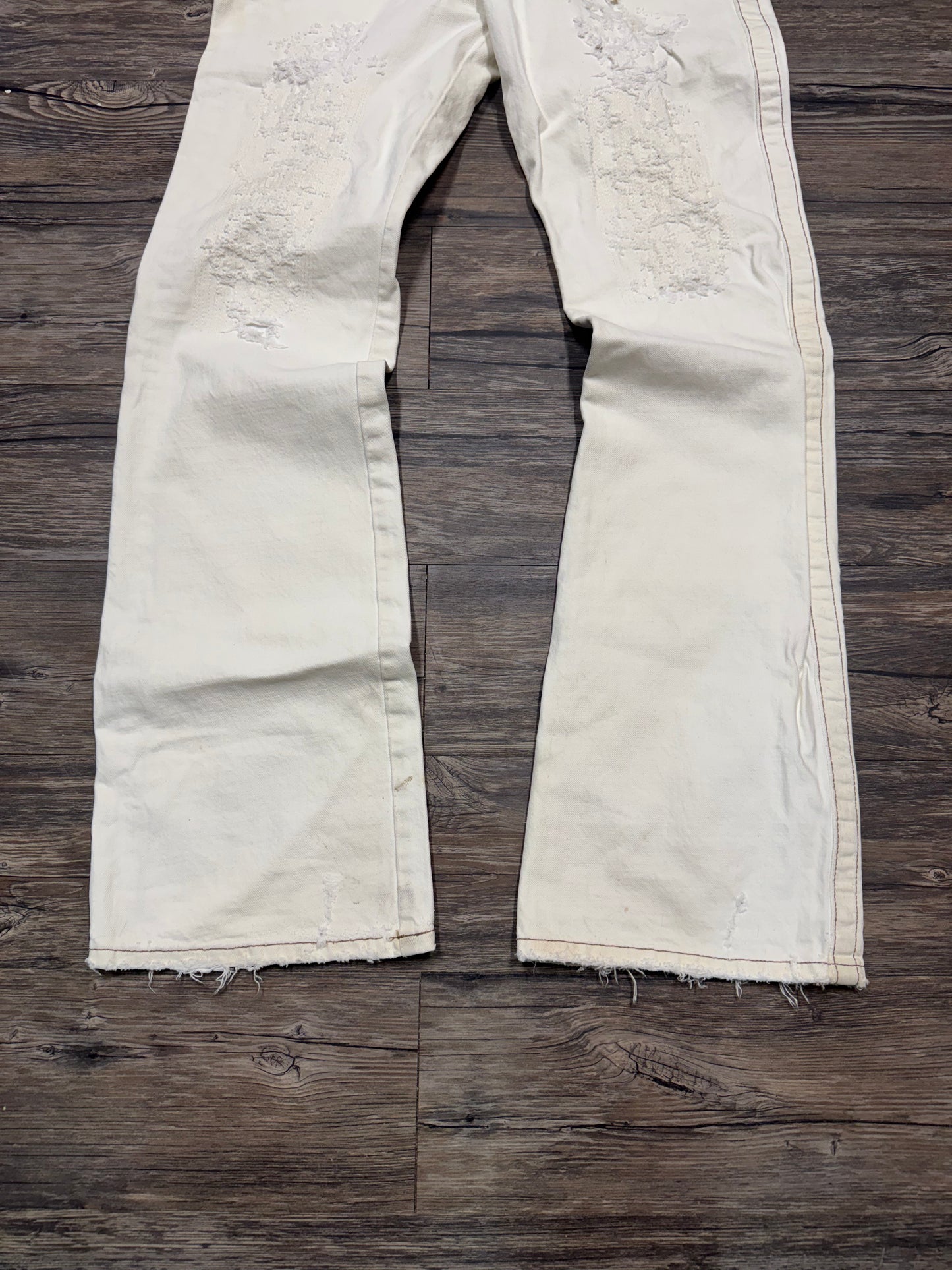 DIRK BIKKEMBERGS WHITE BOOTCUT JEANS (32)