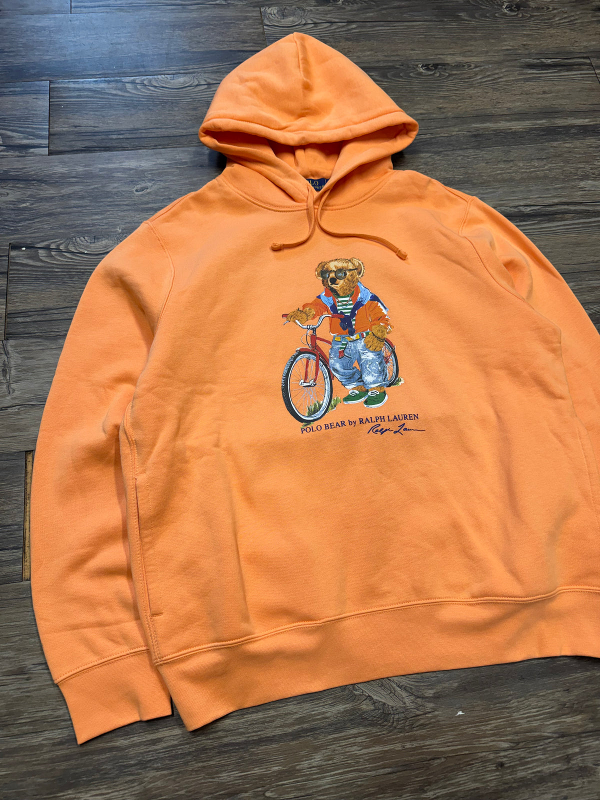POLO RALPH LAUREN ORANGE BICYCLE BEAR HOODIE (L)