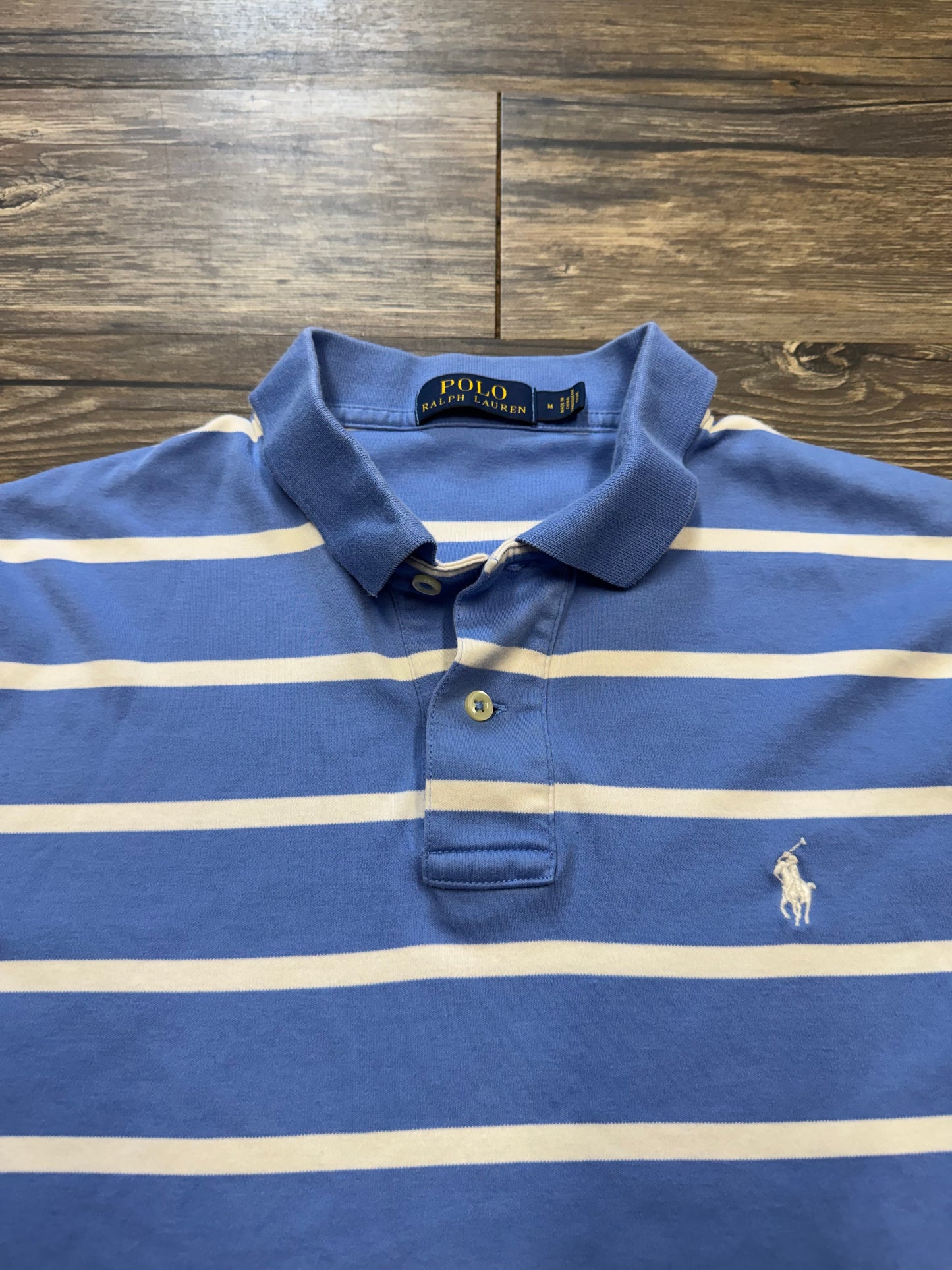 RALPH LAUREN STRIPED BABY BLUE POLO (M)