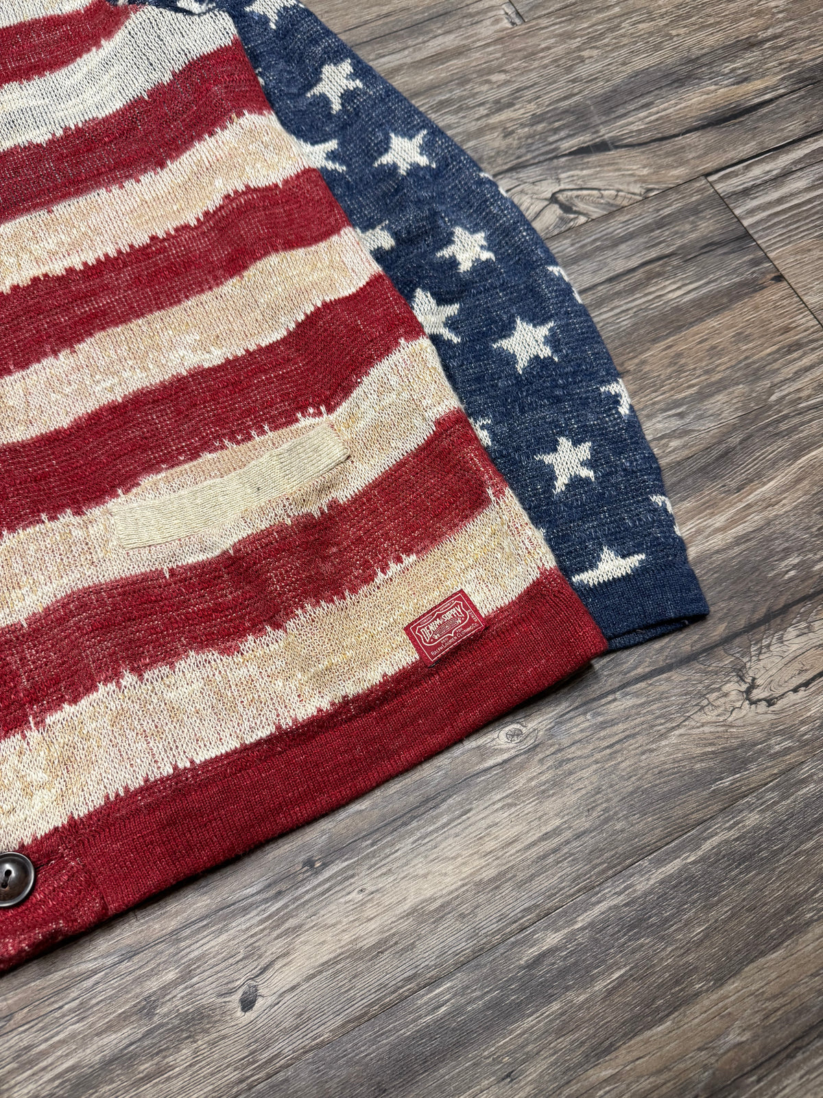 POLO RALPH LAUREN DENIM & SUPPLY AMERICAN FLAG BUTTON UP SHAWL (L)