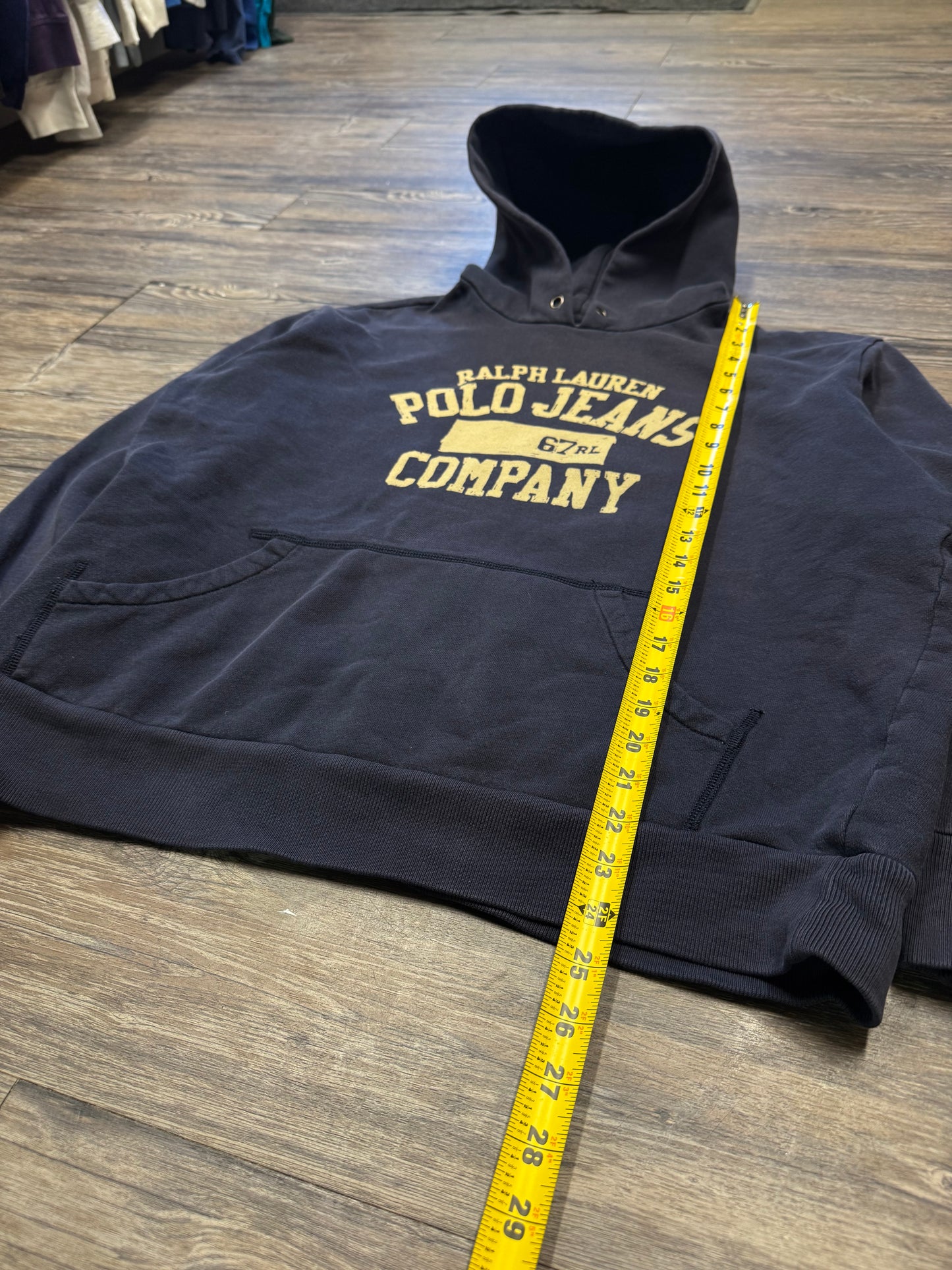 POLO JEANS COMPANY NAVY LOGO HOODIE (L)