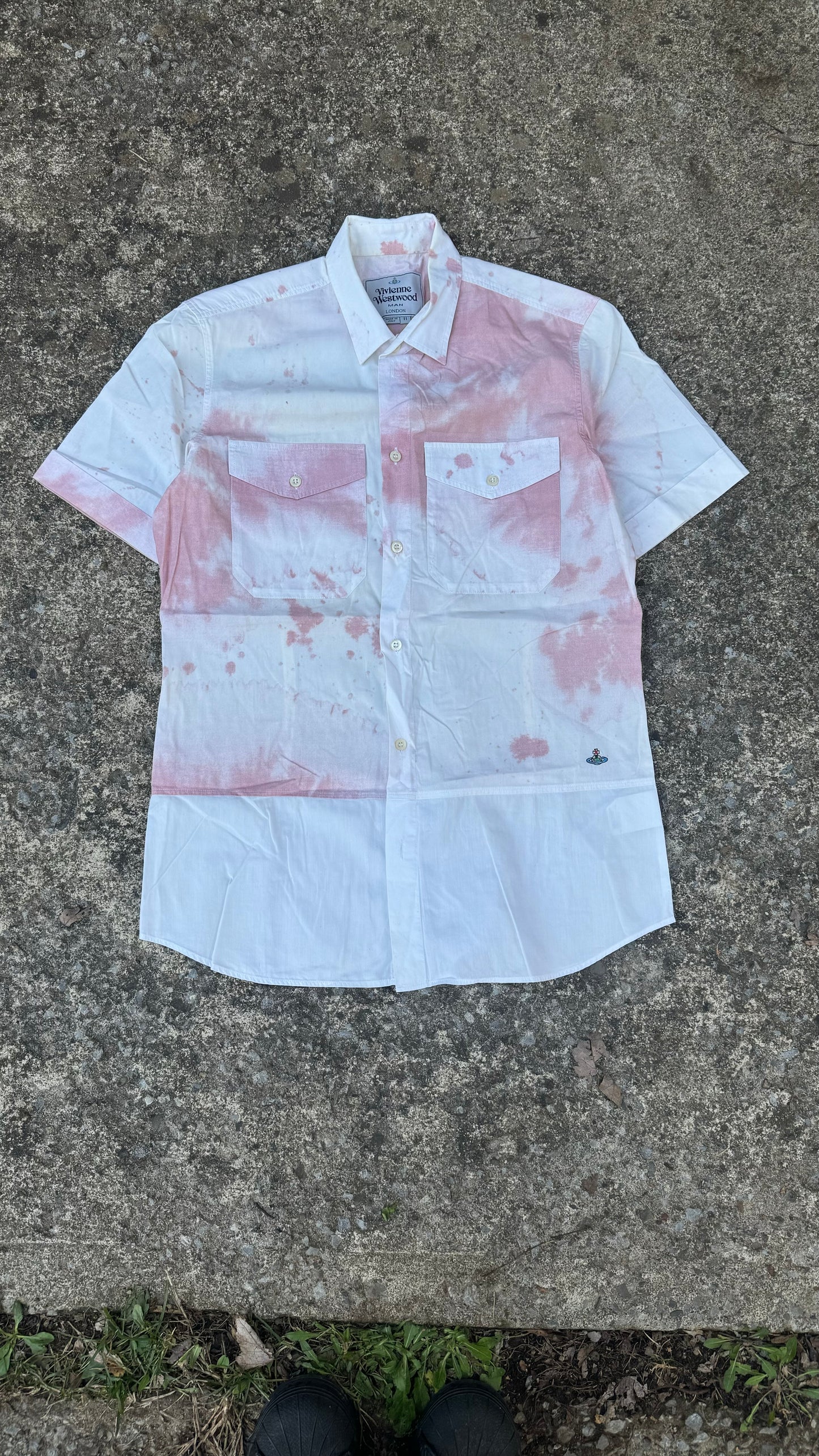 VIVIENNE WESTWOOD 'STAINED' SHORT SLEEVE BUTTON-UP (L)