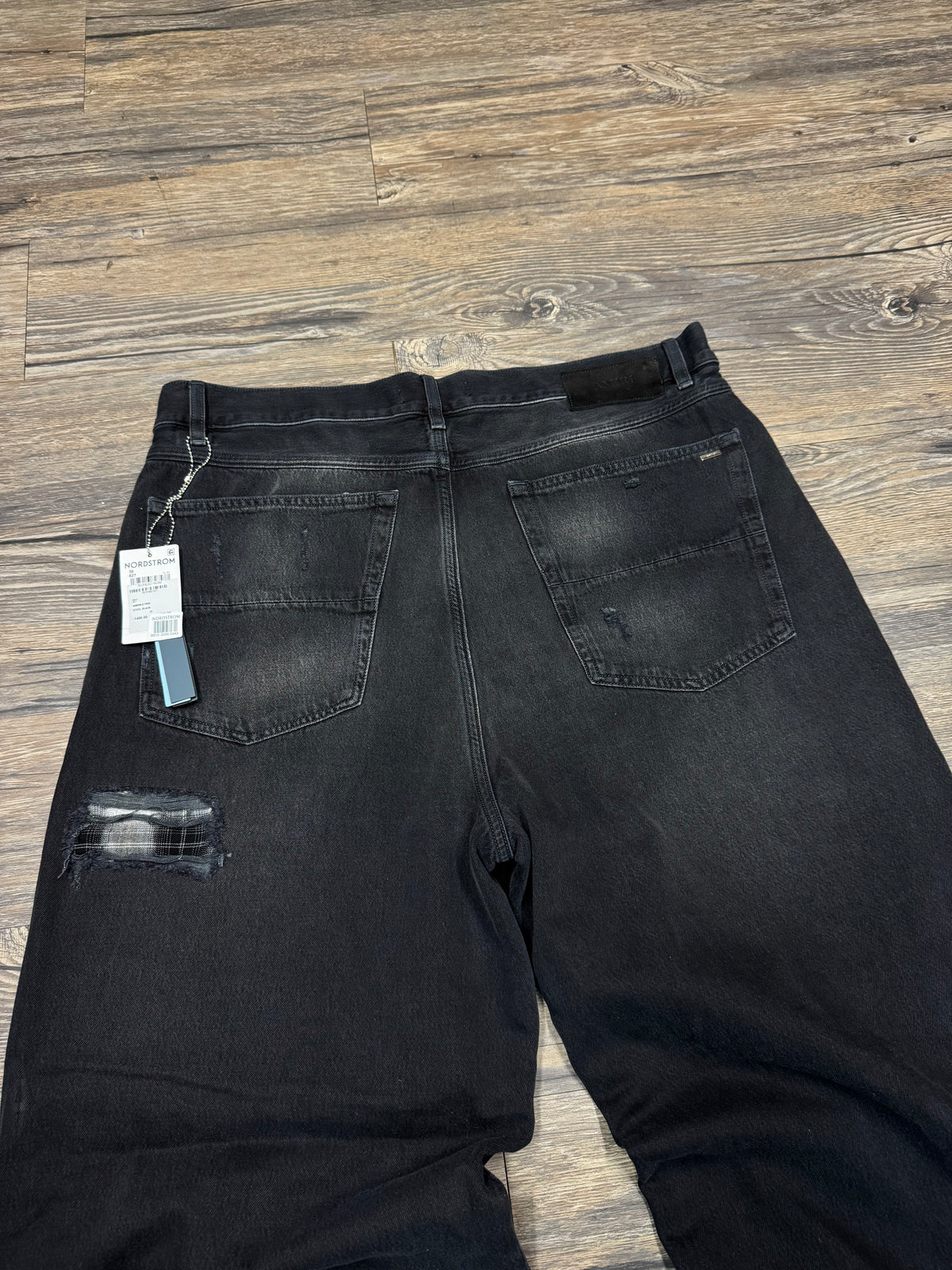 AMIRI SS26 FLANNEL REPAIR DESTRESSED FLANNEL JEANS (38)