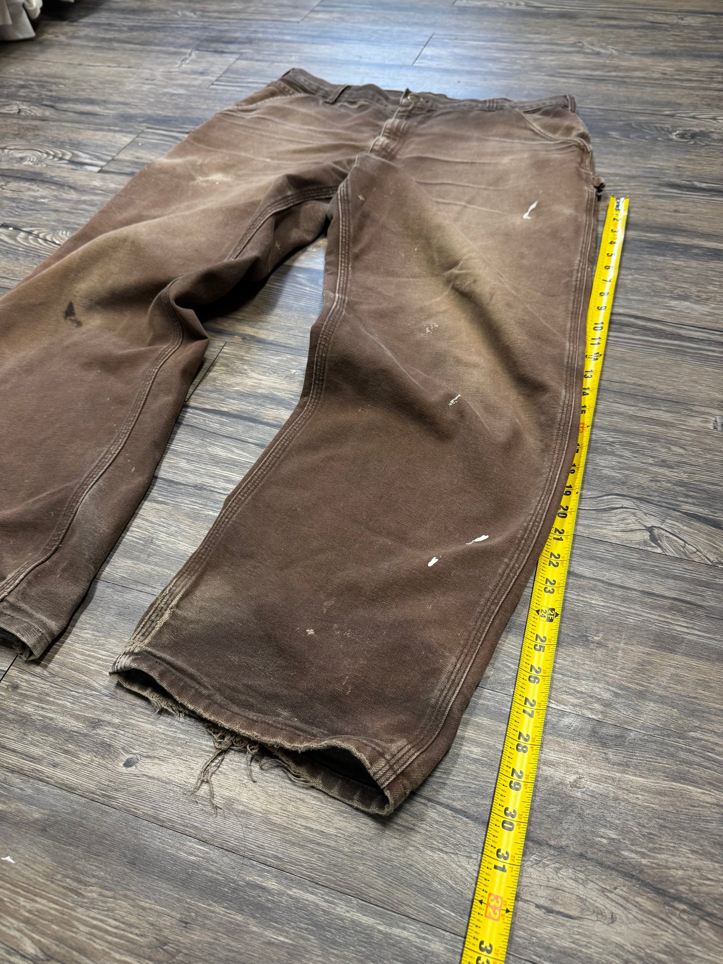 MOCHA CARHARTT DISTRESSED BAGGY CARPENTER PANTS (36x32)