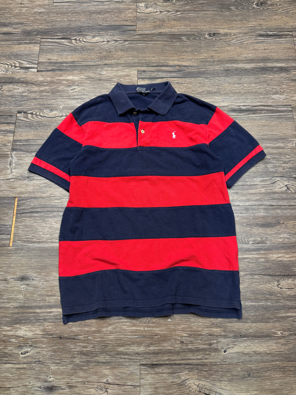 POLO RALPH LAUREN STRIPED SMALL PONY POLO SHIRT (XXL)
