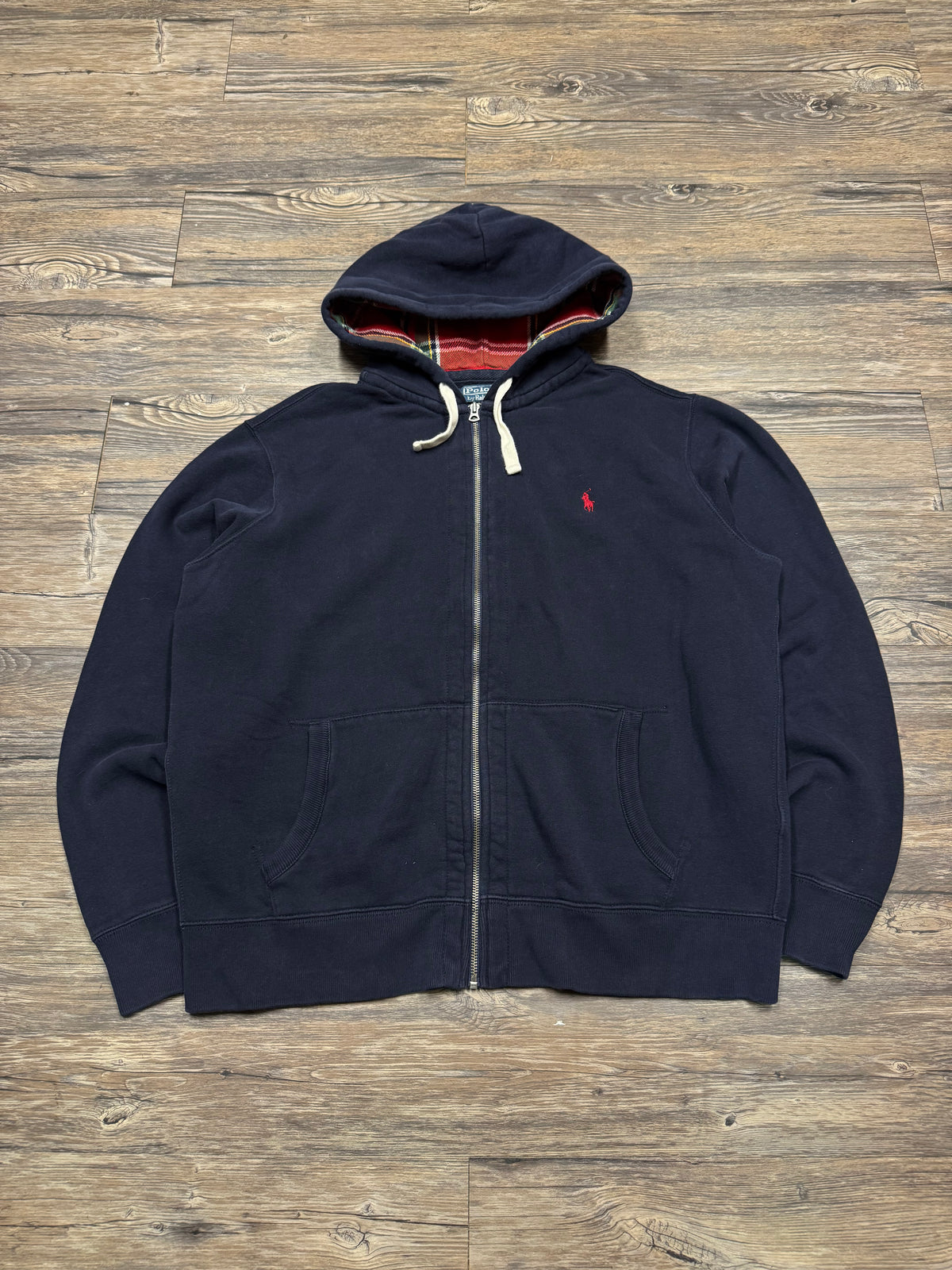 POLO RALPH LAUREN PLAID LINED CLASSIC ZIP UP HOODIE (XL)