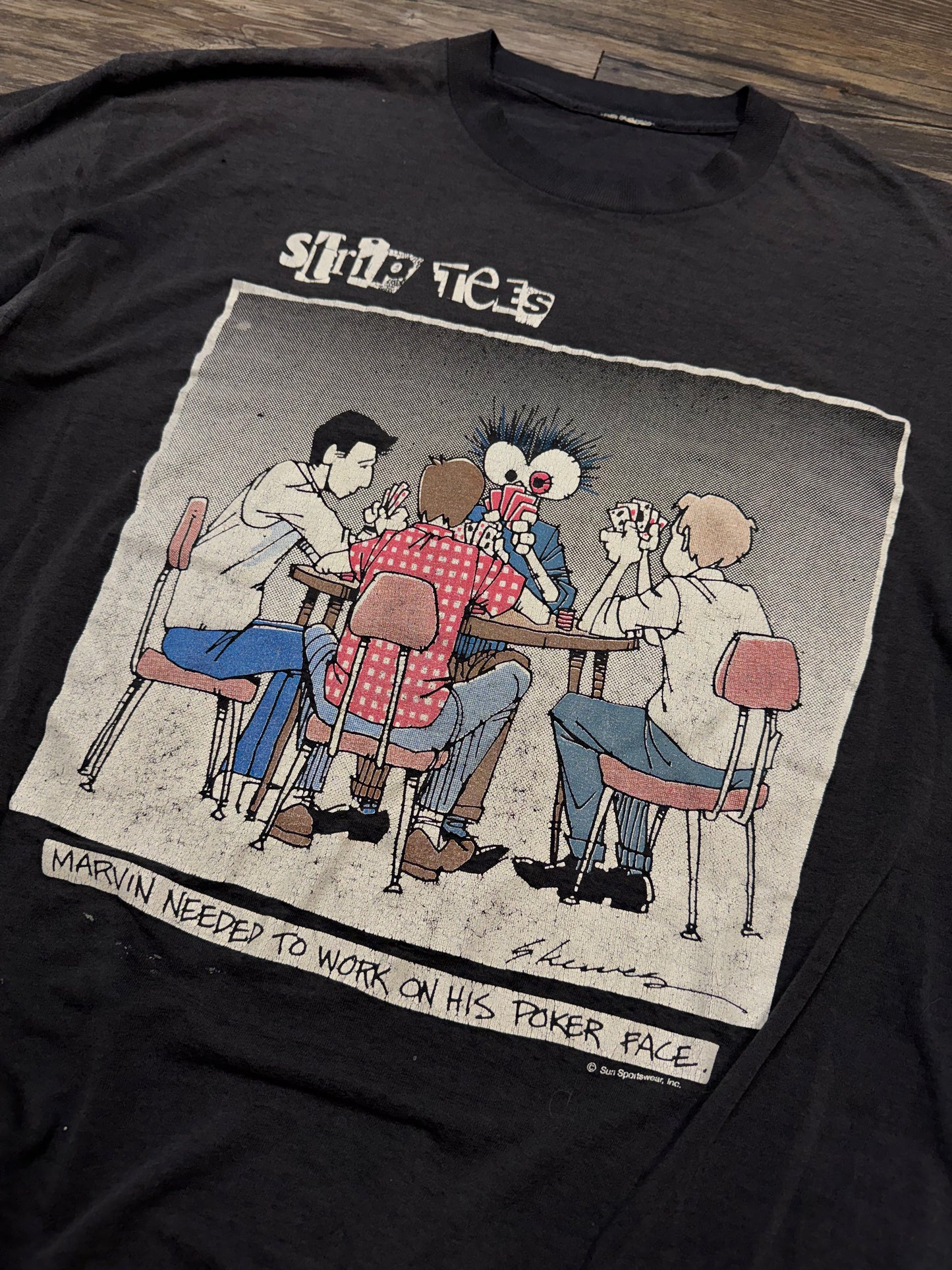 STRIP TEES 90s VTG BOXY FADED T-SHIRT (L)