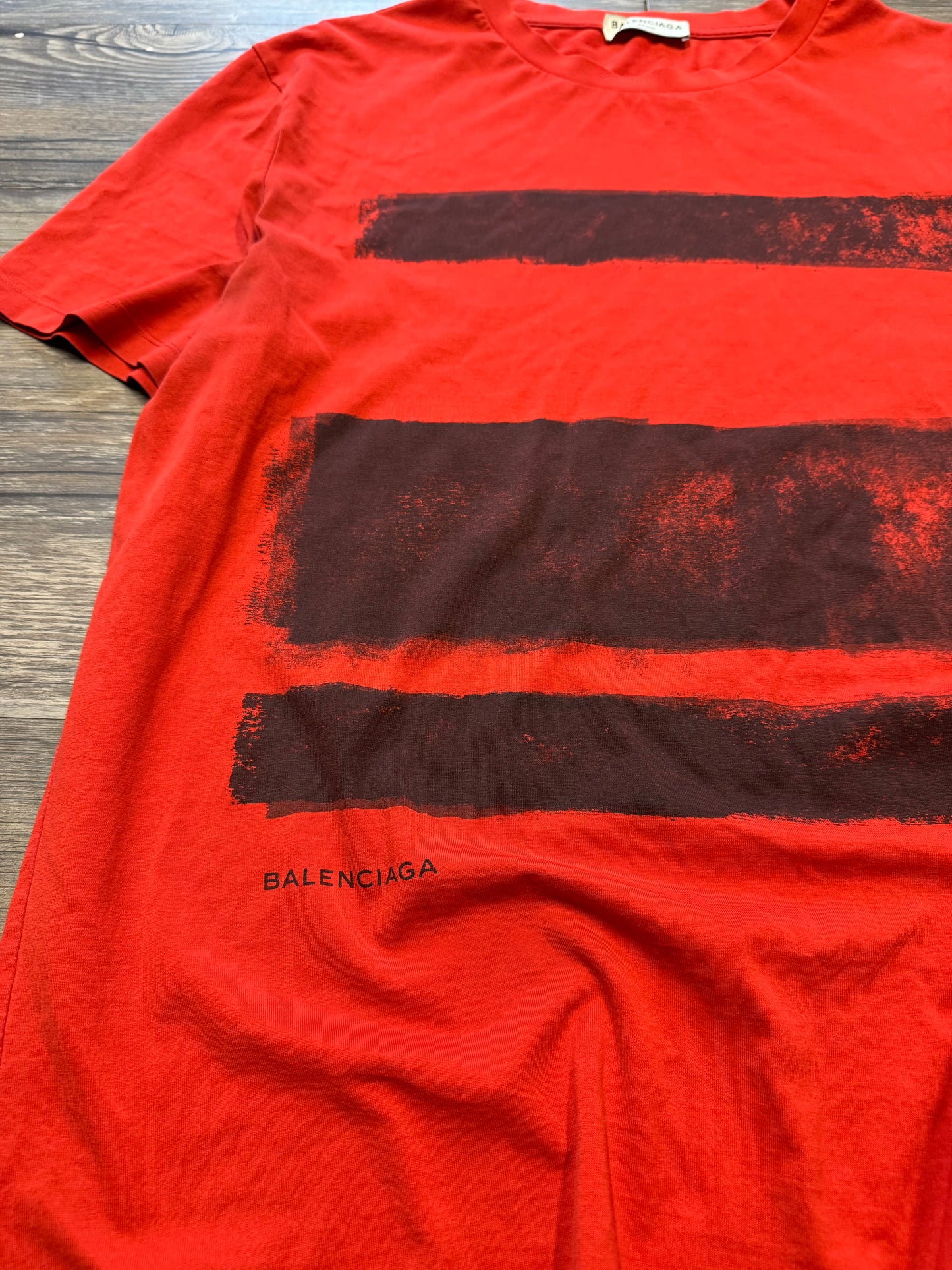 BALENCIAGA BRUSHSTROKE RED TEE (L-XL)