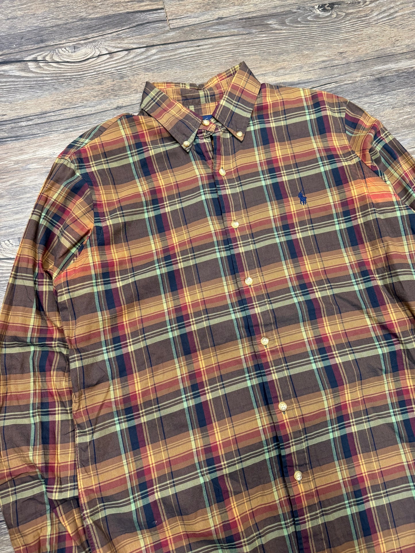 RALPH LAUREN BROWN PLAID SHIRT (M)