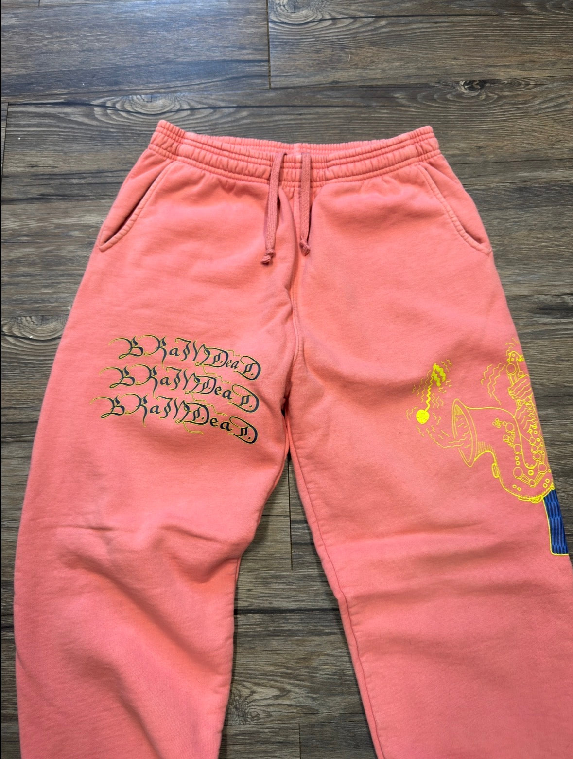 BRAINDEAD PINK LOGO SWEATPANTS (L)