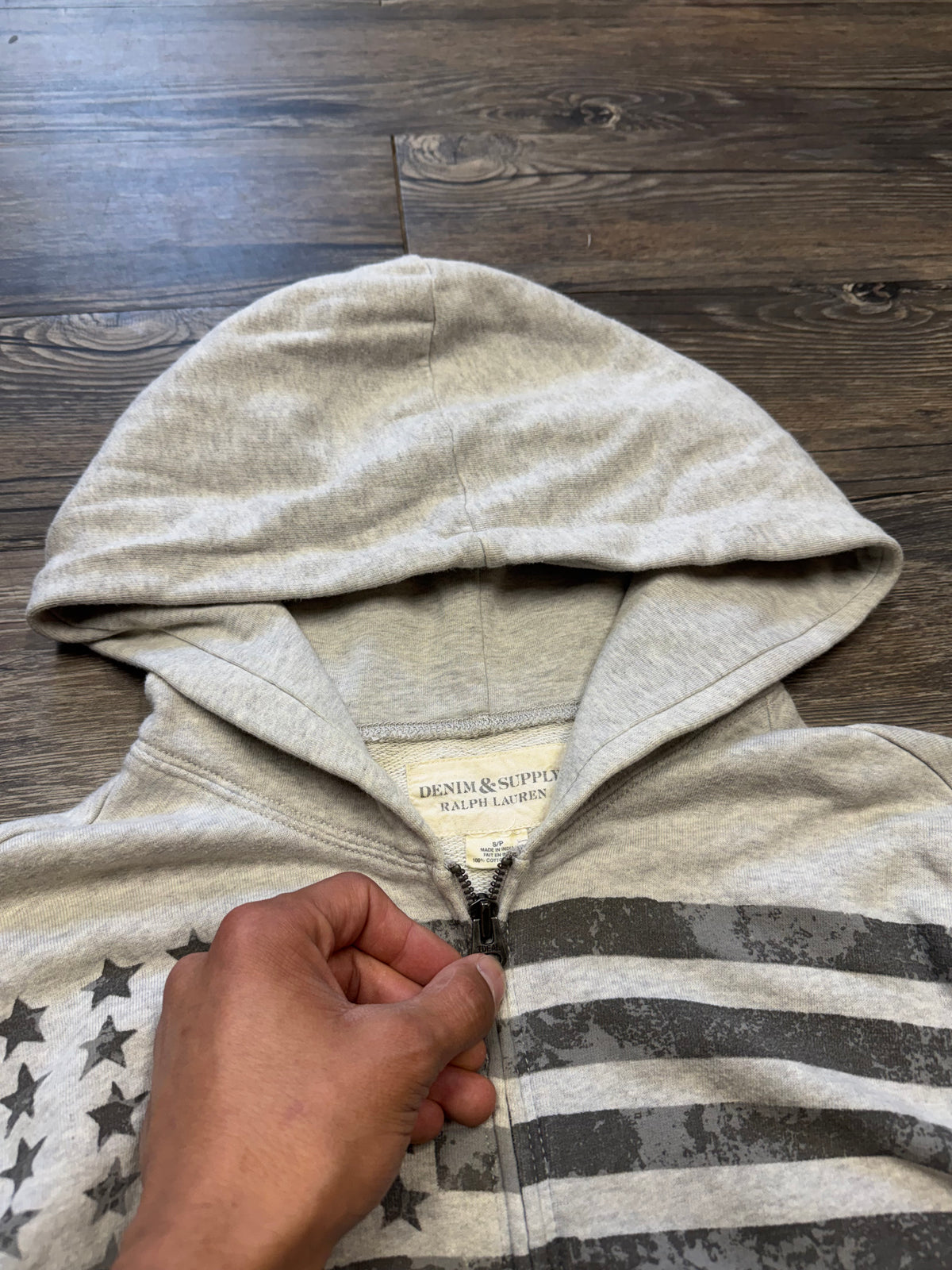 RALPH LAUREN DENIM & SUPPLY AMERICAN FLAG ZIP-UP HOODIE (S)