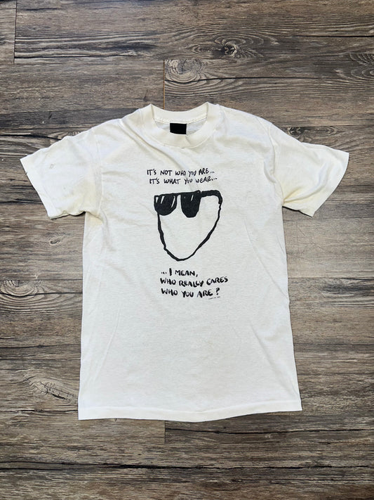 VINTAGE “WHO REALLY CARES?” GRAPHIC T-SHIRT (SMALL)