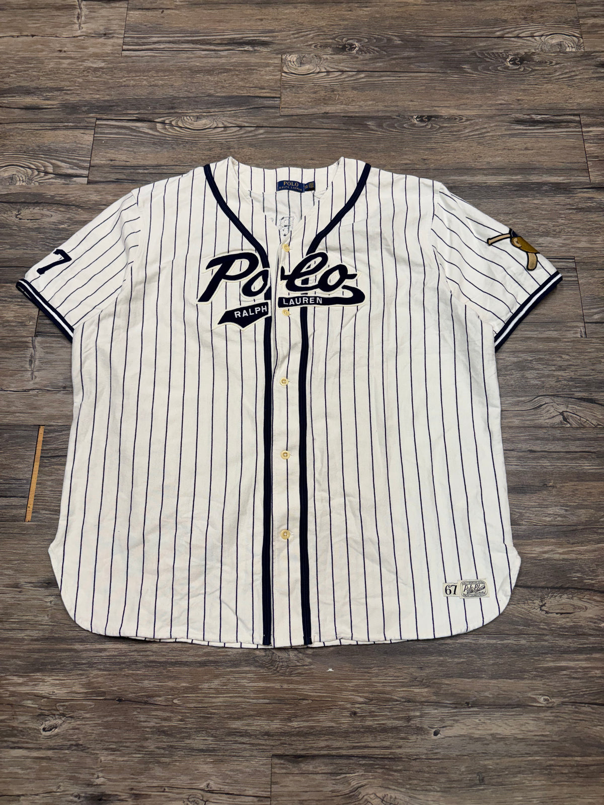 POLO RALPH LAUREN PINSTRIPE BEARS JERSEY SHIRT (XXL)