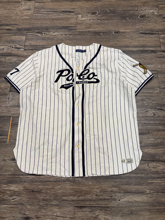 POLO RALPH LAUREN PINSTRIPE BEARS JERSEY SHIRT (XXL)