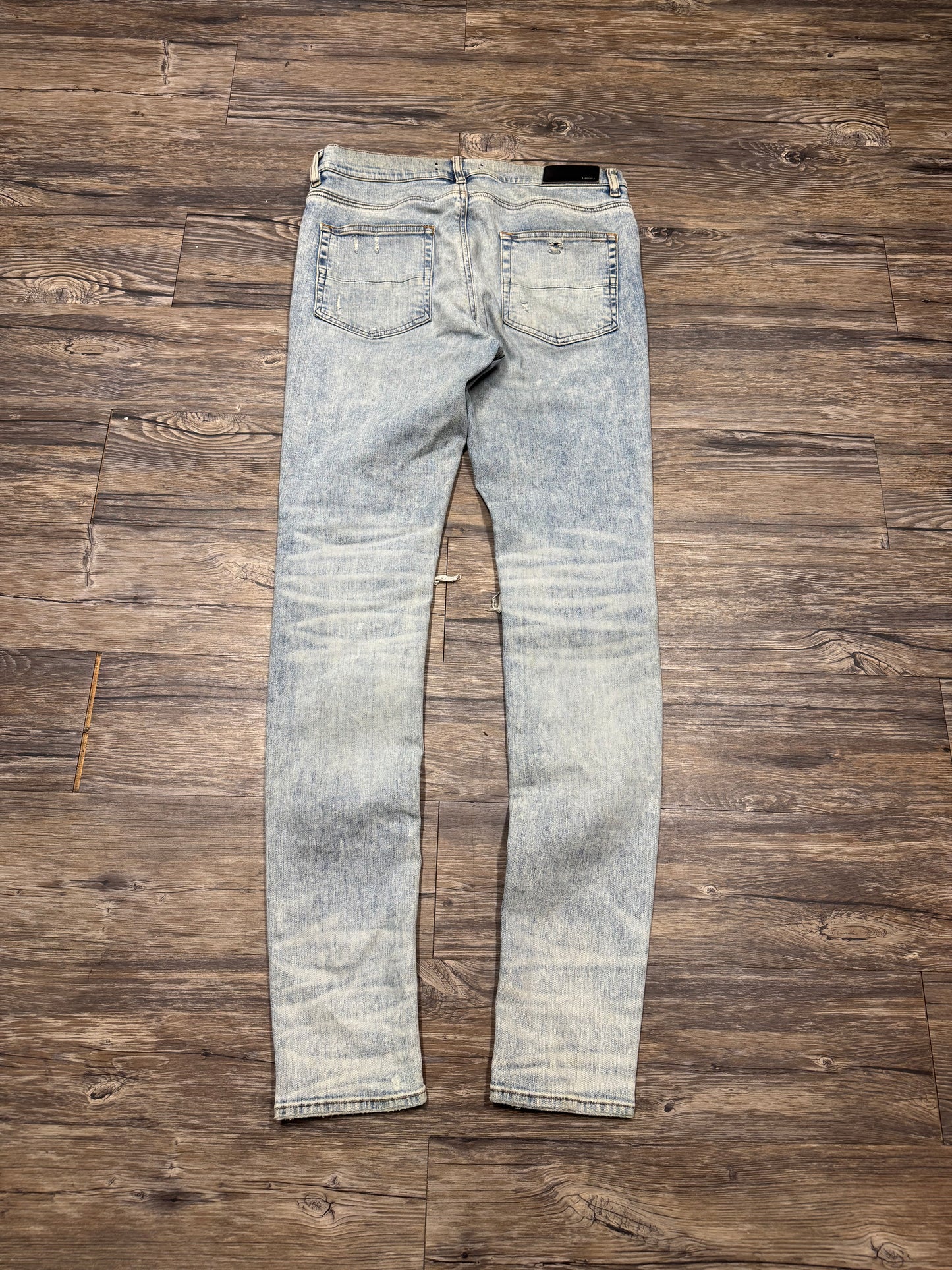 MIKE AMIRI MX1 DISTRESSED GLITTER PATCH SKINNY JEANS (33)