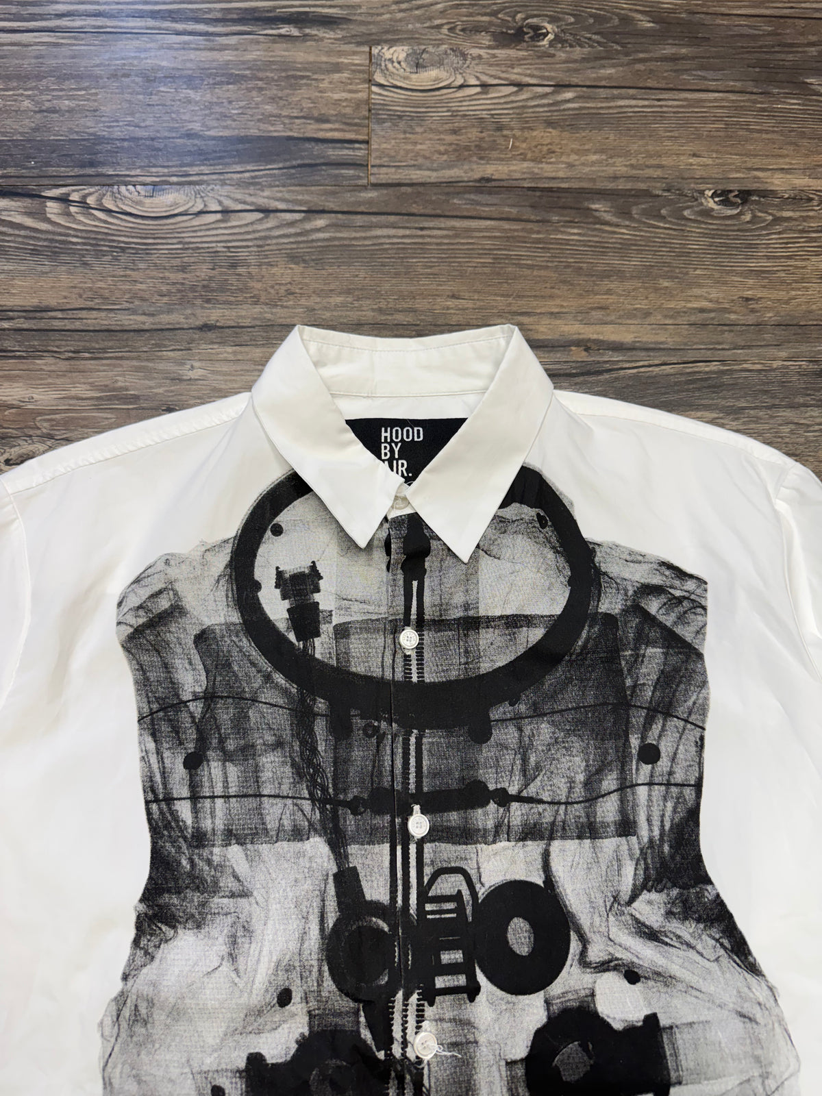 HOOD BY AIR X-RAY BUTTON UP DRESS SHIRT (L)