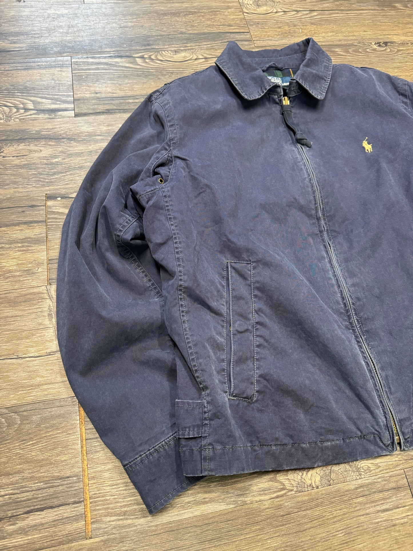 POLO RALPH LAUREN STONE WASHED TARTAN HARRINGTON JACKET (L)