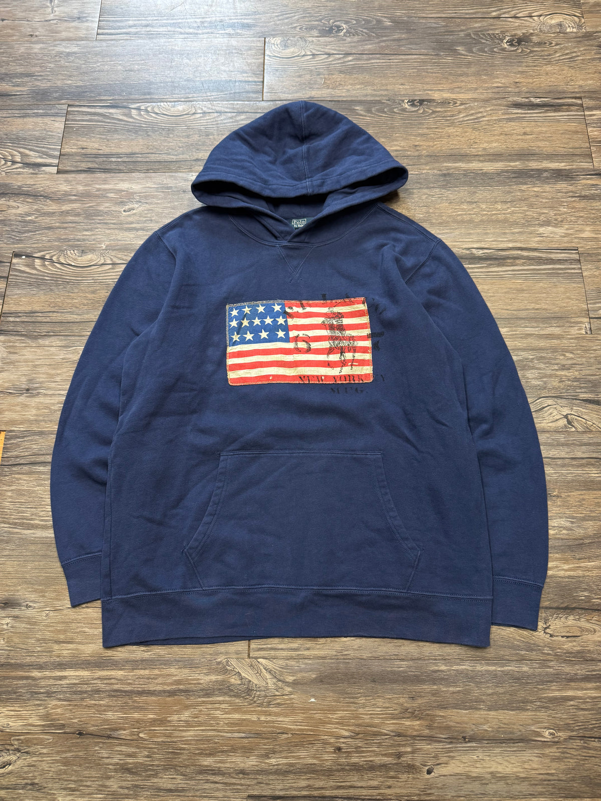 POLO RALPH LAUREN AMERICAN FLAG PONY PULLOVER HOODIE (M)