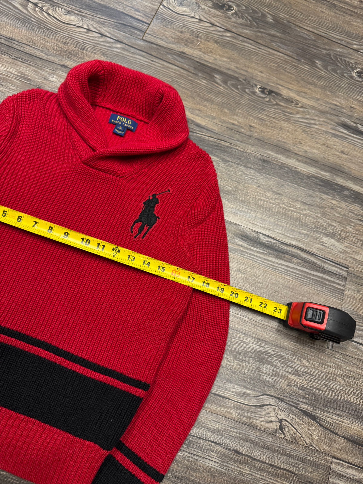 POLO RALPH LAUREN STRIPED SHAWL COLLAR (M)
