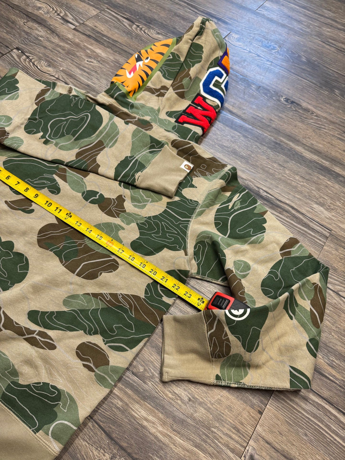 A BATHING APE LAYERED LINE 3M SHARK ZIP (L)