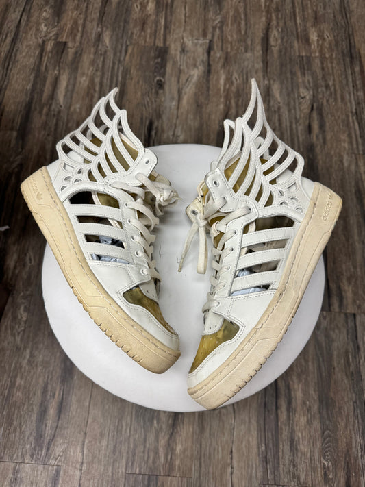 JEREMY SCOTT X ADIDAS CUT OUT HI-TOP SNEAKERS (10.5)