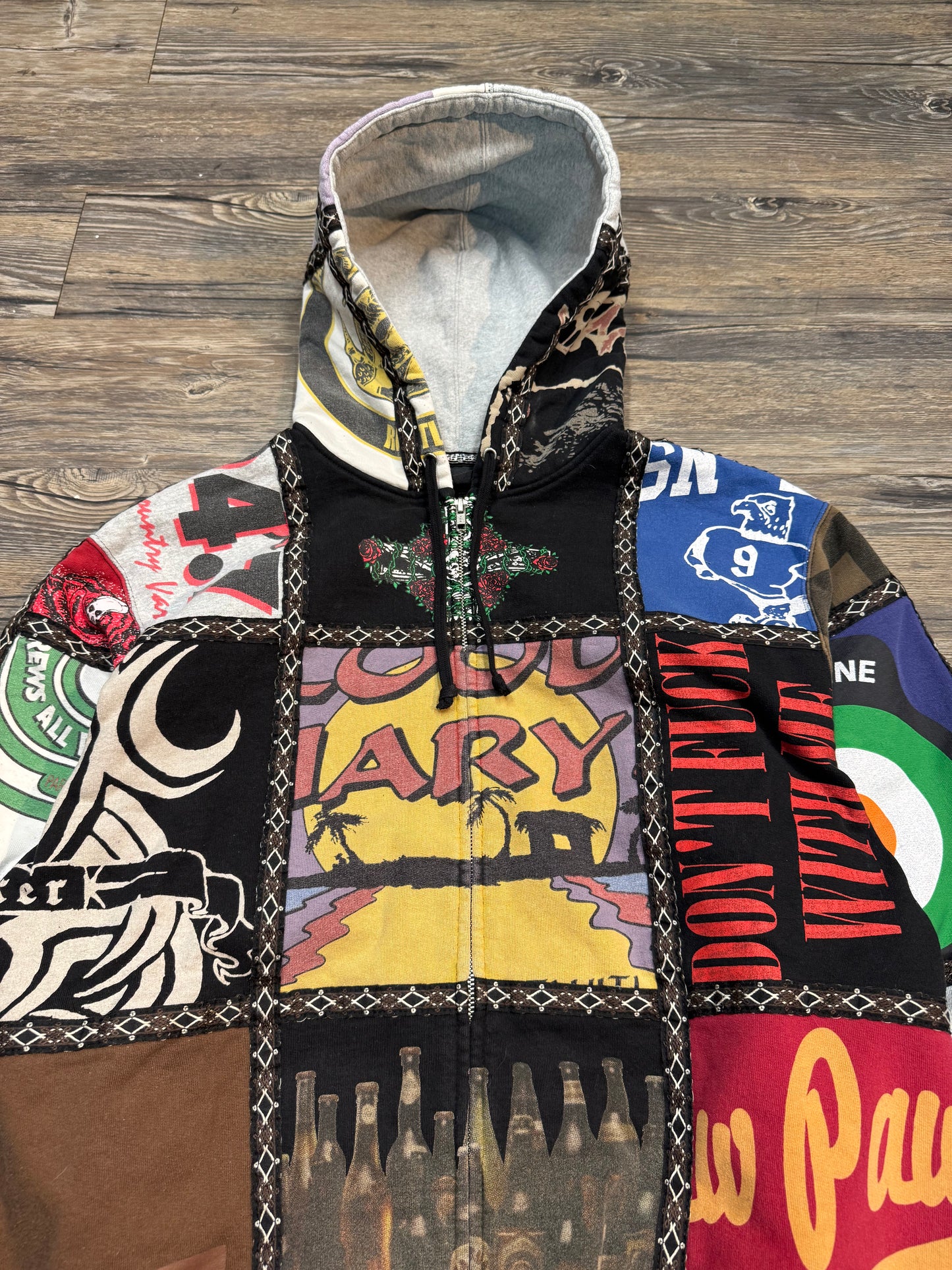 SUPREME NUMBER (N)INE PATCHWORK ZIP-UP HOODIE