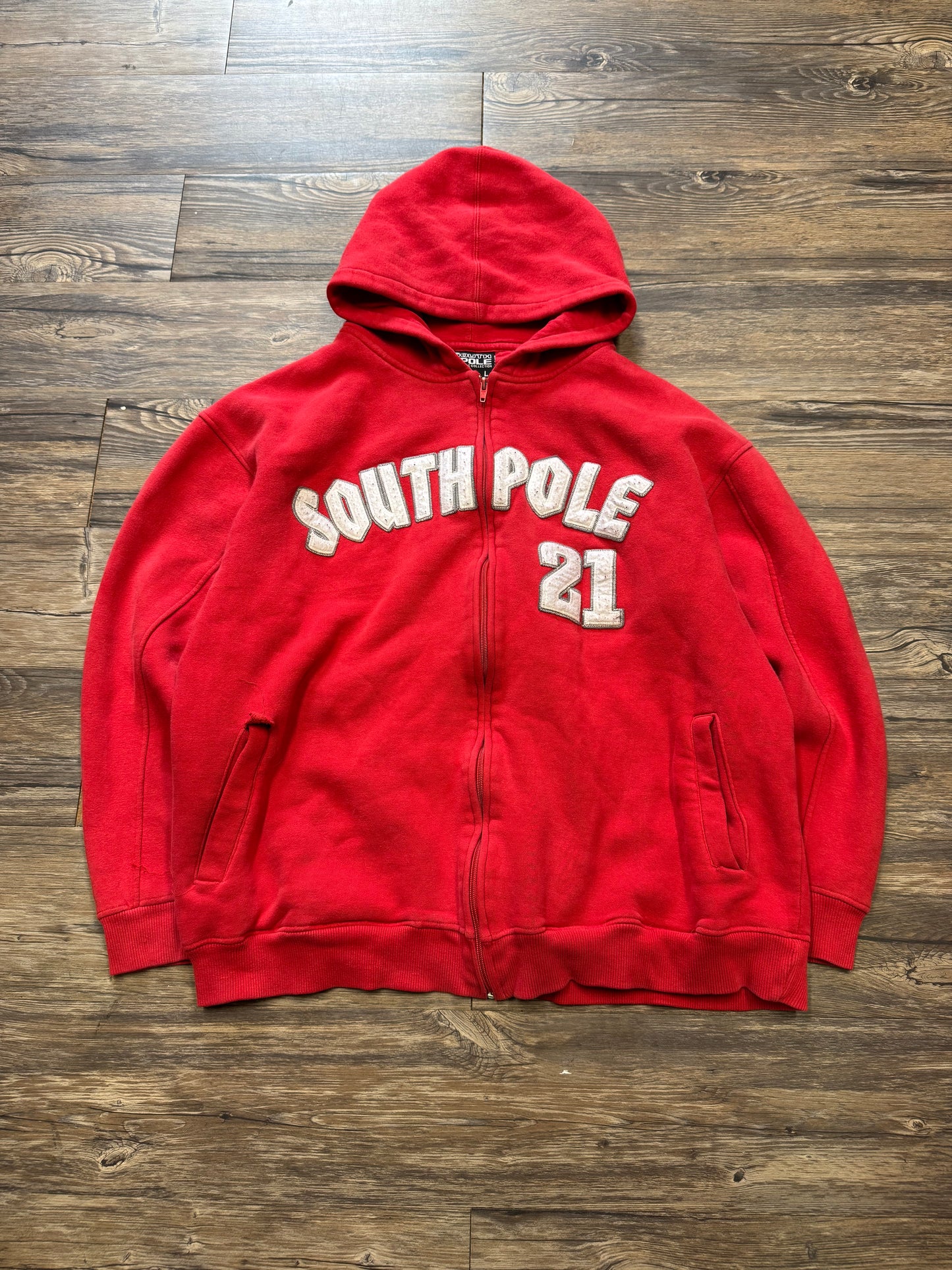SOUTH POLE ITALIC LETTERED ZIP UP SWEATSHIRT (L)
