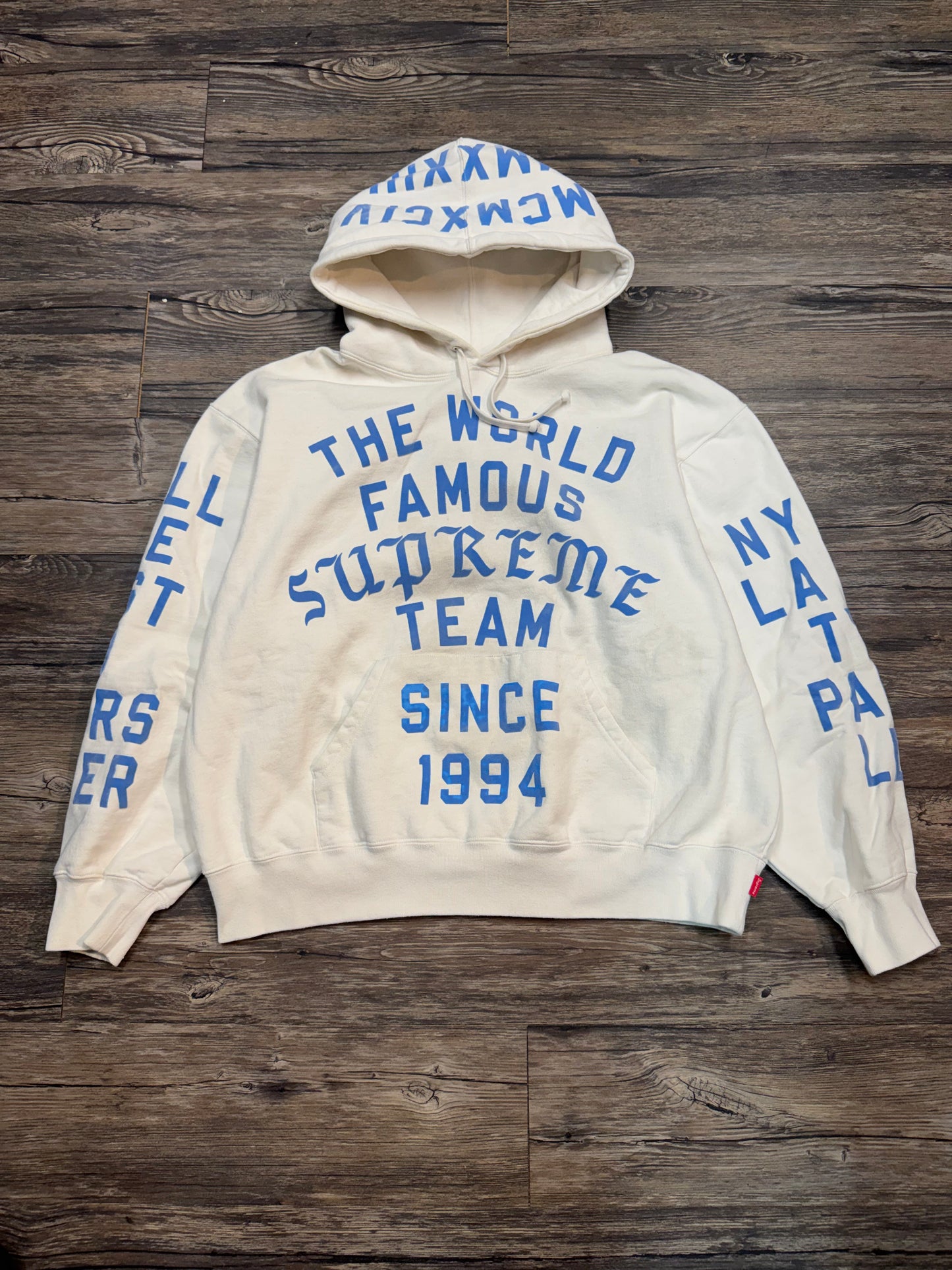 SUPREME "WORLD FAMOUS" TEXT HOODIE (MEDIUM)