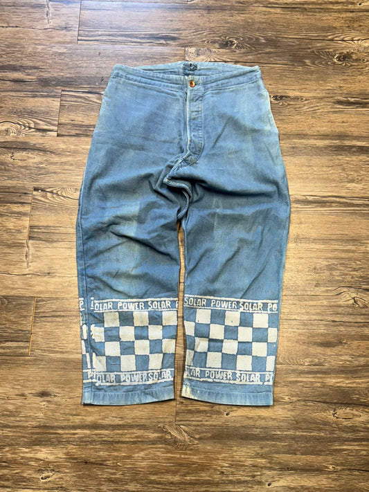 STORY BLUE BAGGY PRINTED JEANS (32)