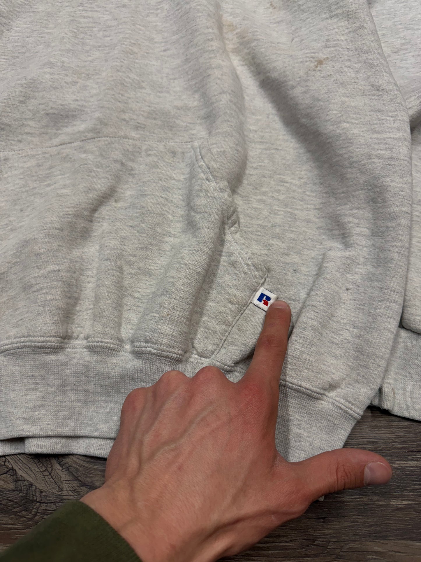 VINTAGE GREY RUSSELL BLANK HOODIE (XL)