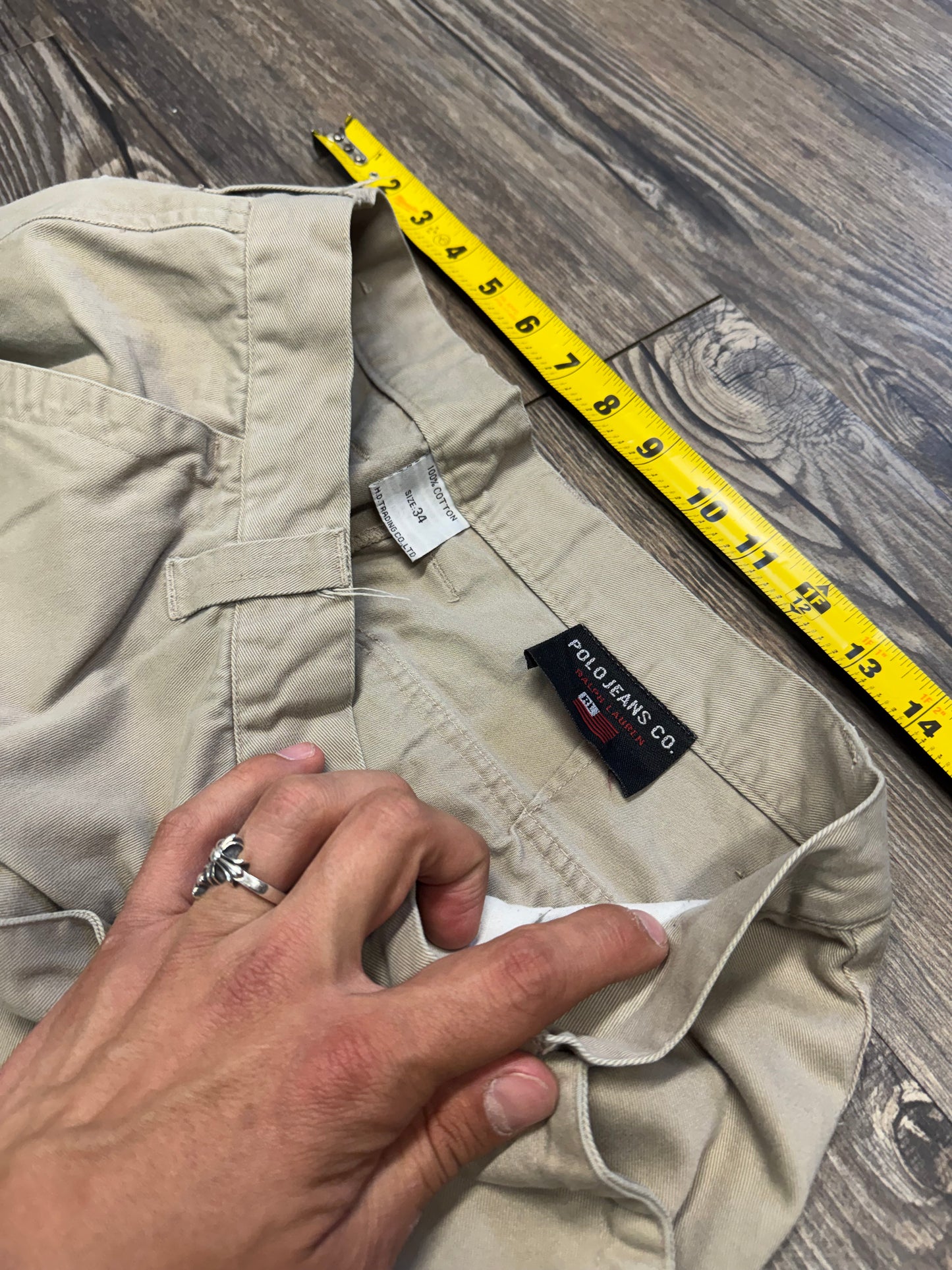 RALPH LAUREN POLO JEANS CO BAGGY BEIGE CARGO PANTS (34)