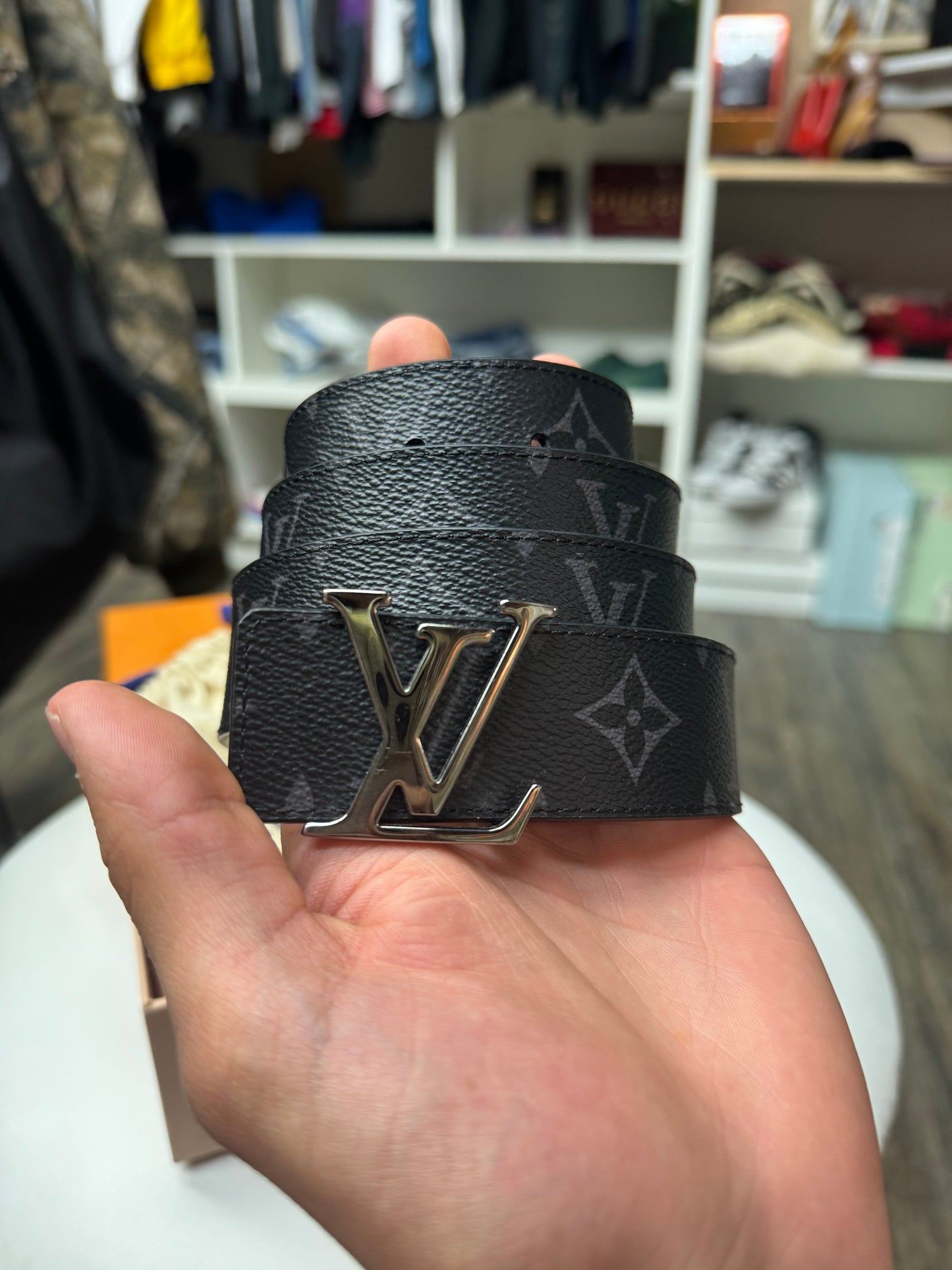 LOUIS VUITTON BLACK MONOGRAM BELT (28-34)