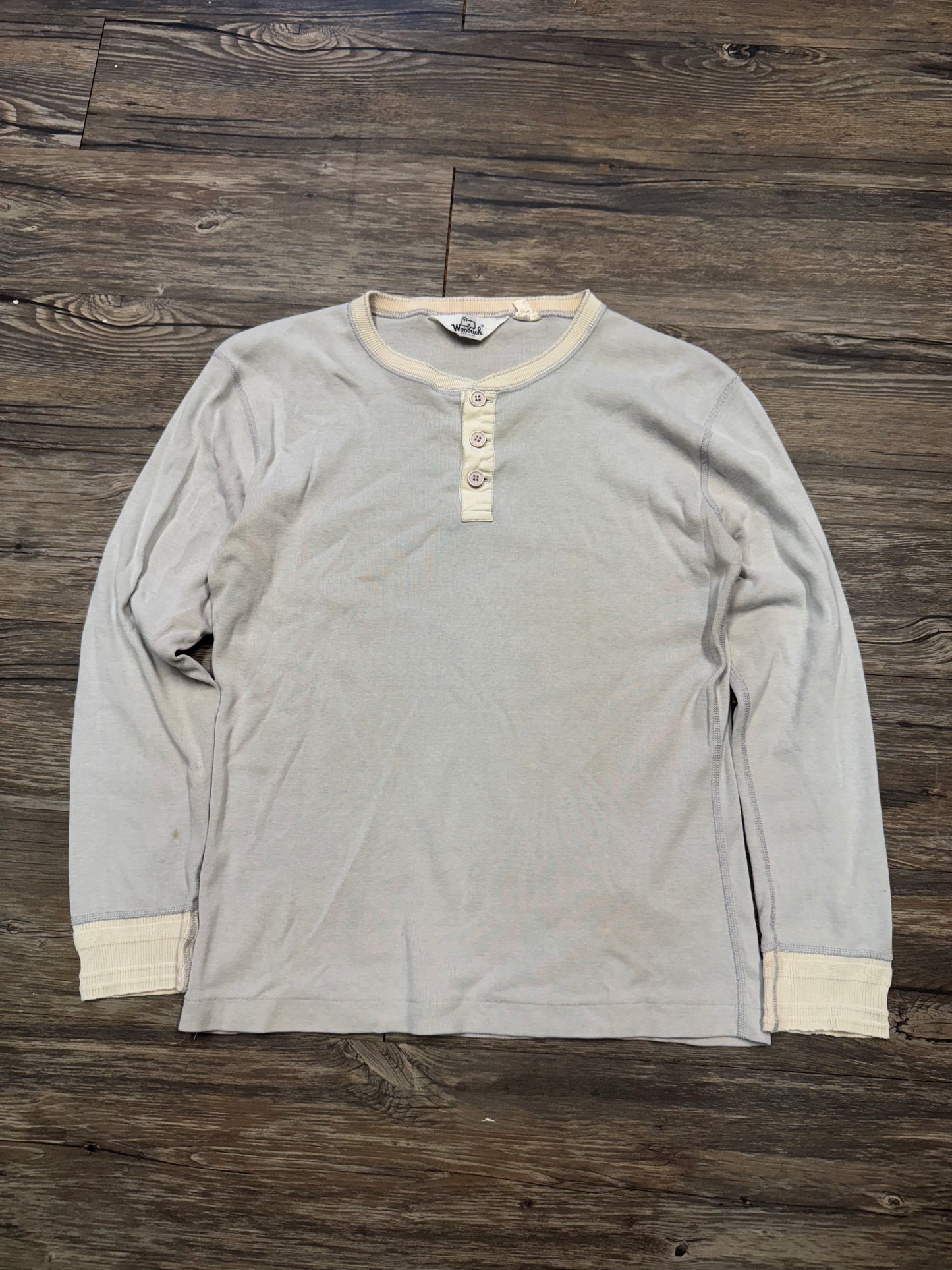 VINTAGE WOOLRICH BABY BLUE HENLEY (L)