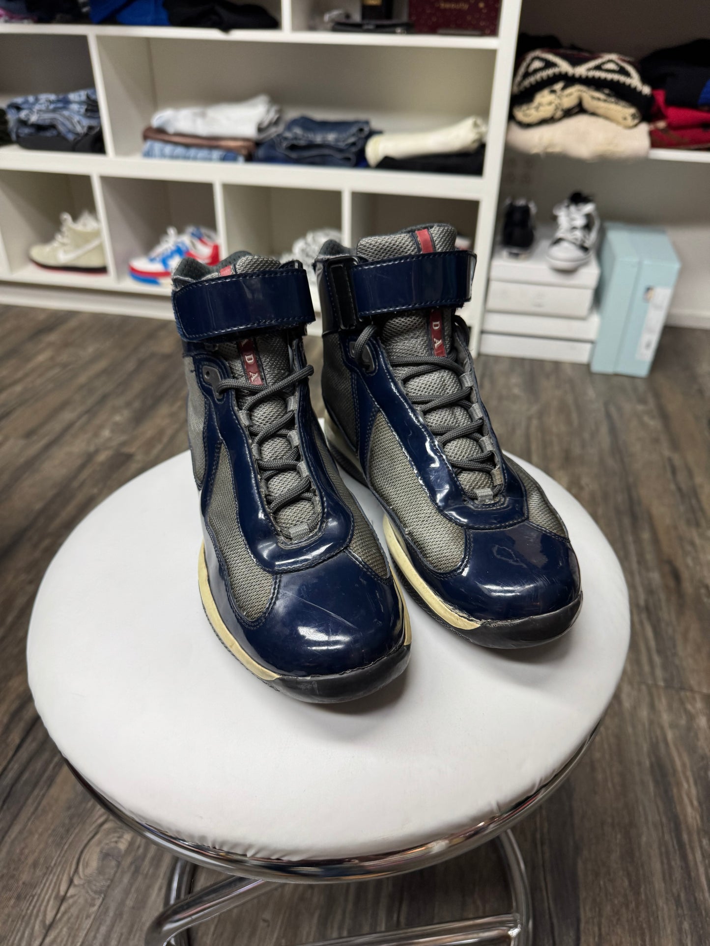 PRADA PATENT LEATHER HITOP CUPS (9-9.5)