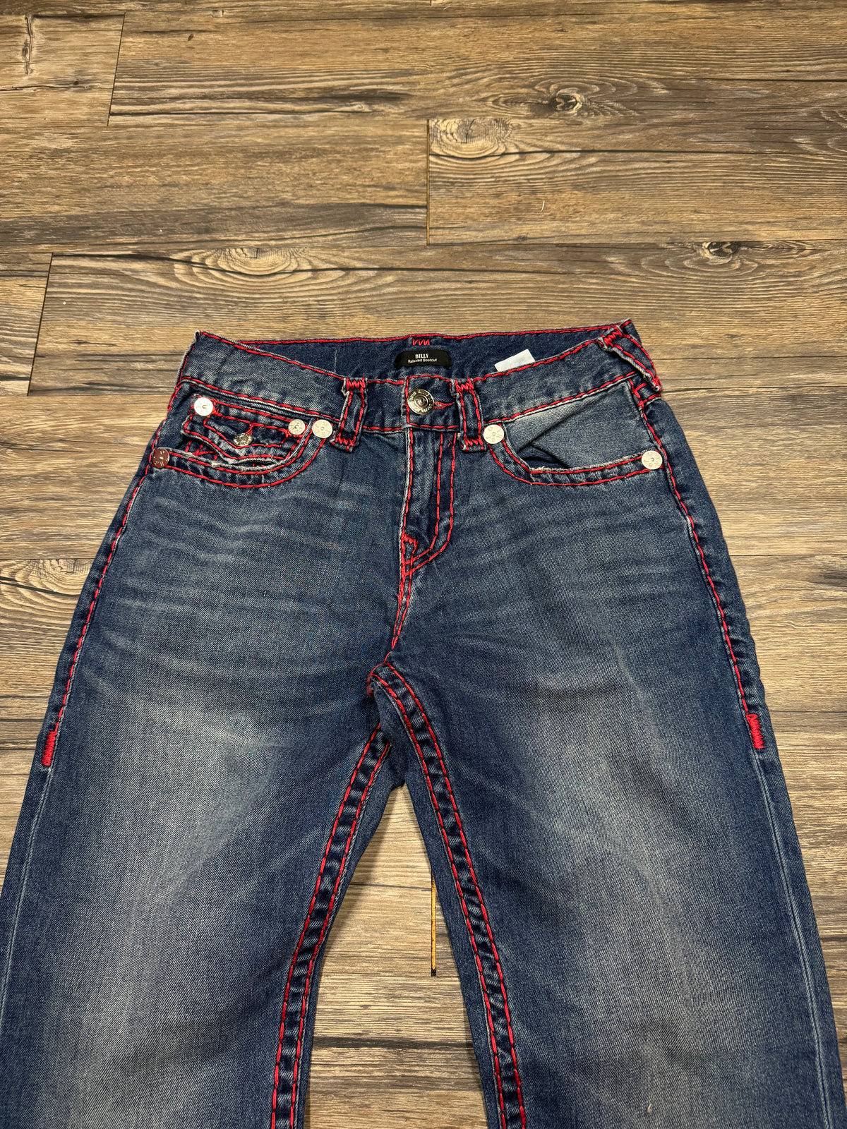 TRUE RELIGION BILLY RELAXED BOOTCUT DARKWASH JEANS (30)