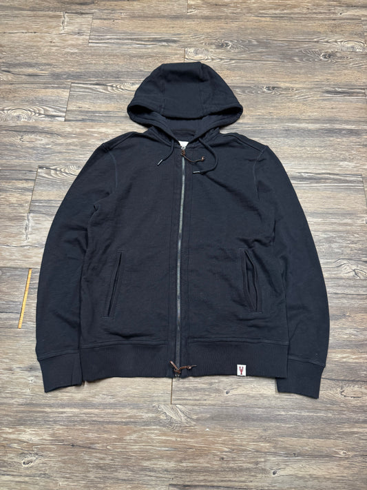 BLANK BLACK ZIP-UP HOODIE (M)