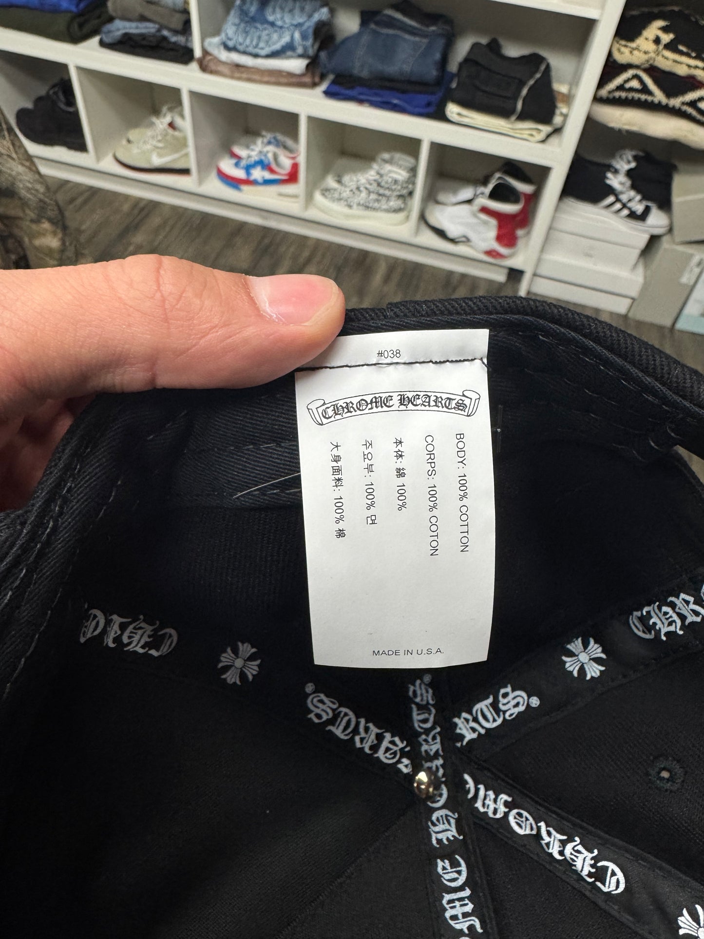 CHROME HEARTS DENIM HORSESHOE TRUCKER HAT (OS)