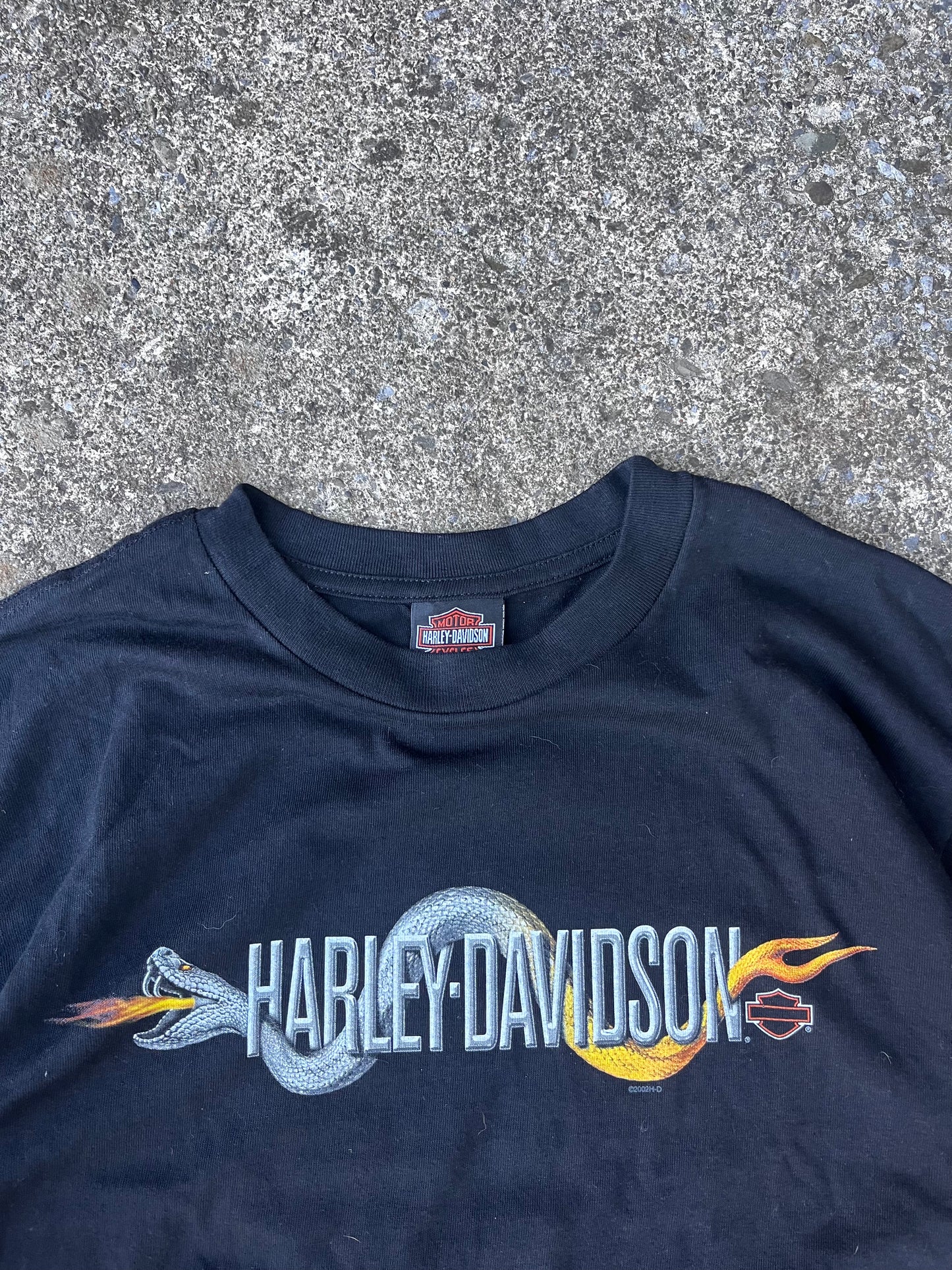 Y2K HARLEY DAVIDSON SNAKE LOGO TEE (L)