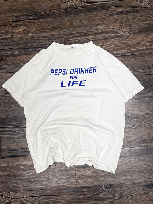 VINTAGE PEPSI DRINKER FOR LIFE TEE (L)