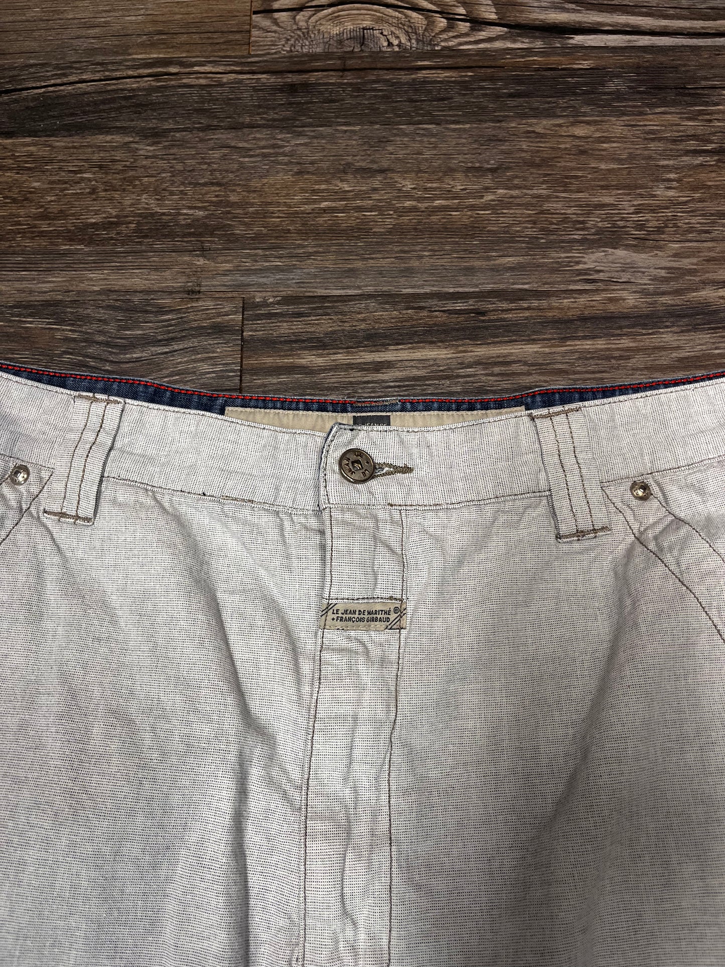 MARITHE FRANCOIS GIRBAUD WHITE DENIM SHORTS (40)