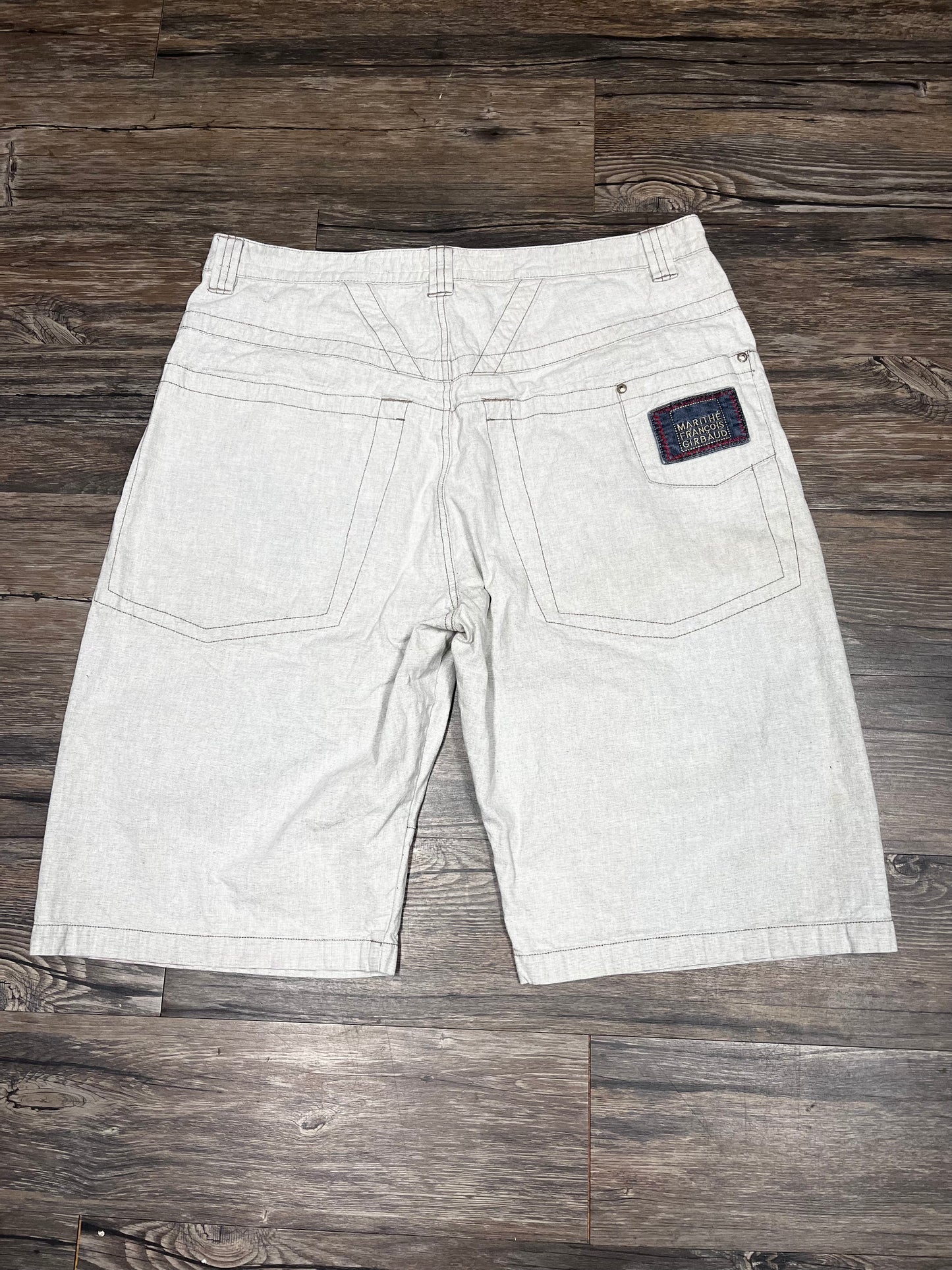 MARITHE FRANCOIS GIRBAUD WHITE DENIM SHORTS (40)