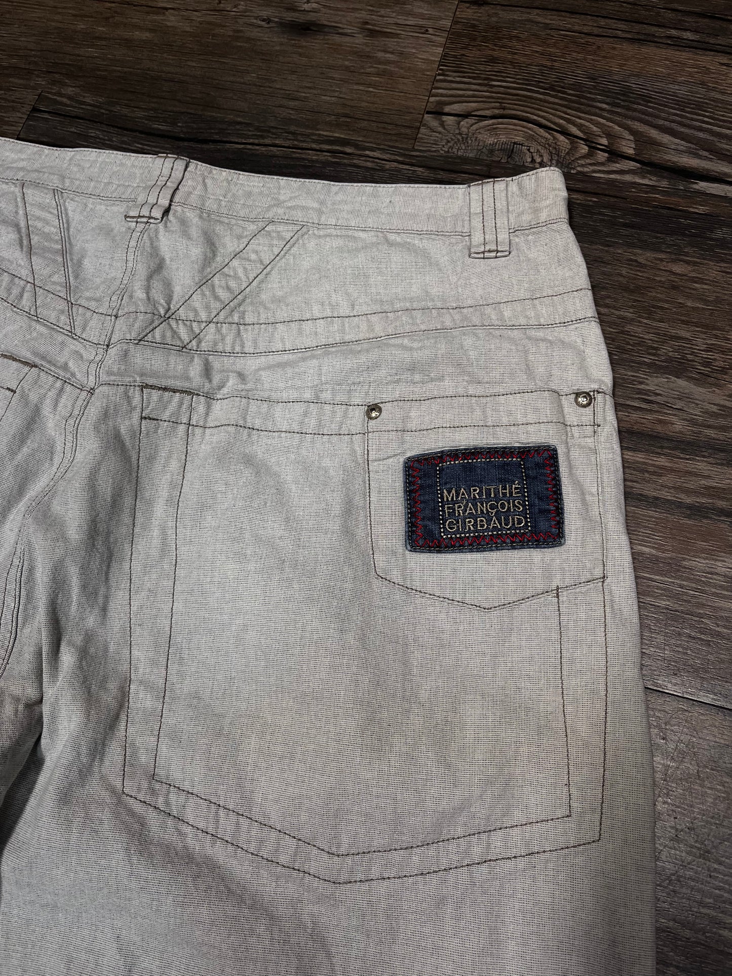 MARITHE FRANCOIS GIRBAUD WHITE DENIM SHORTS (40)